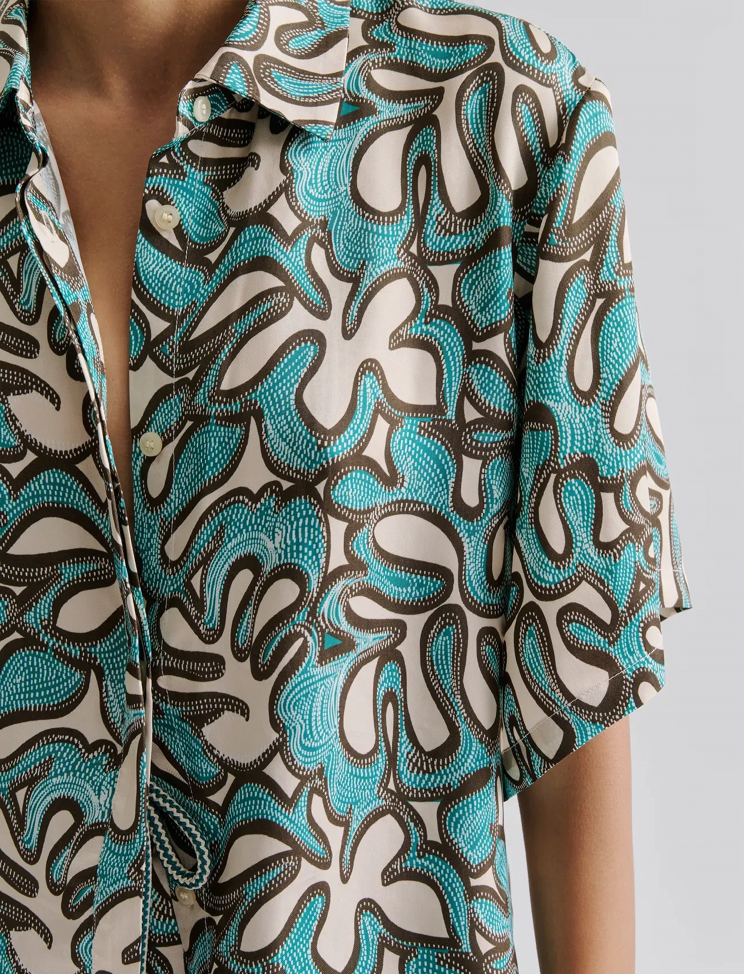 Malina - Gia Printed Short Sleeve shirt - leinenhemden - ocean corals - 4