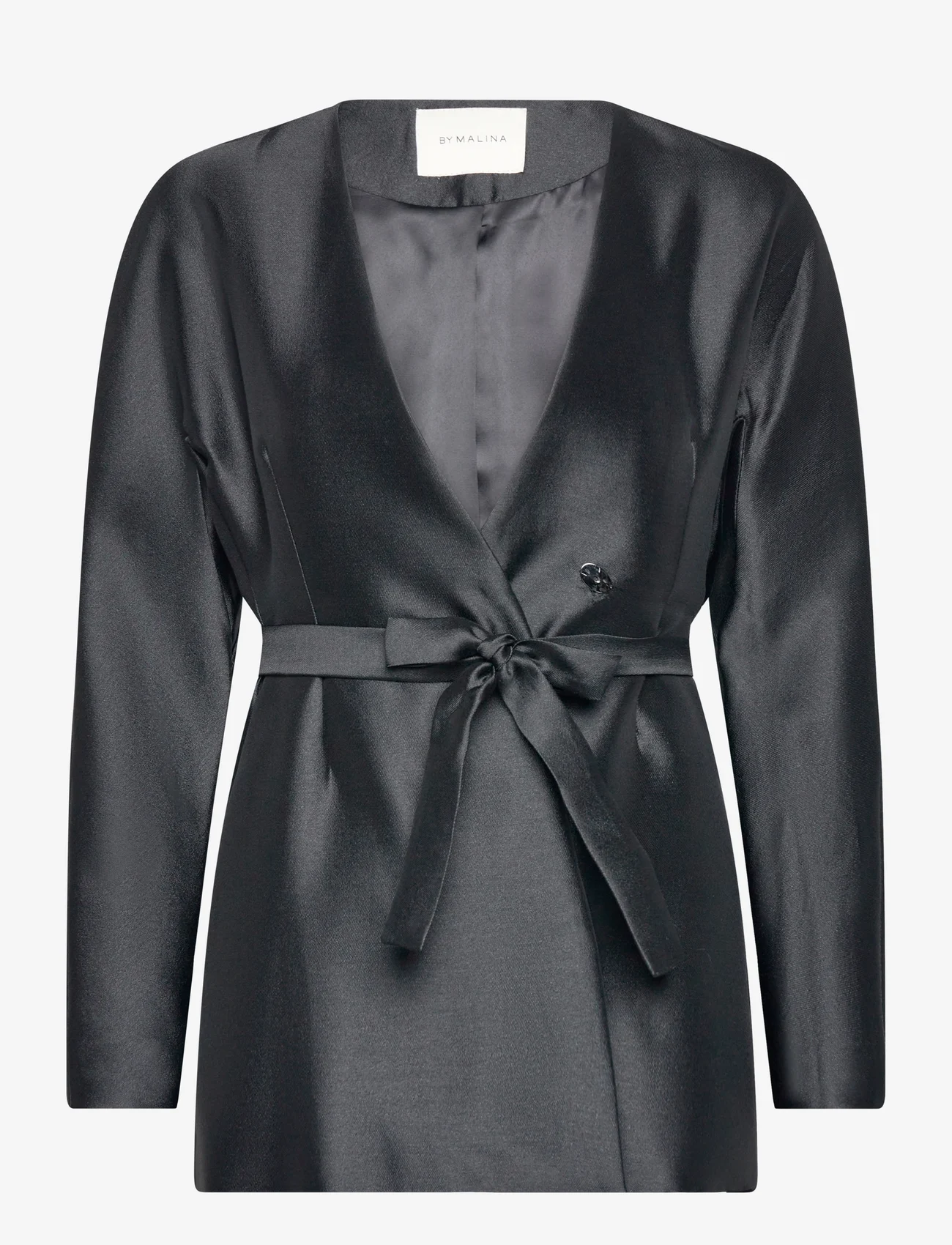 Malina - Clara silk blend collarless blazer - festkläder till outletpriser - black - 0