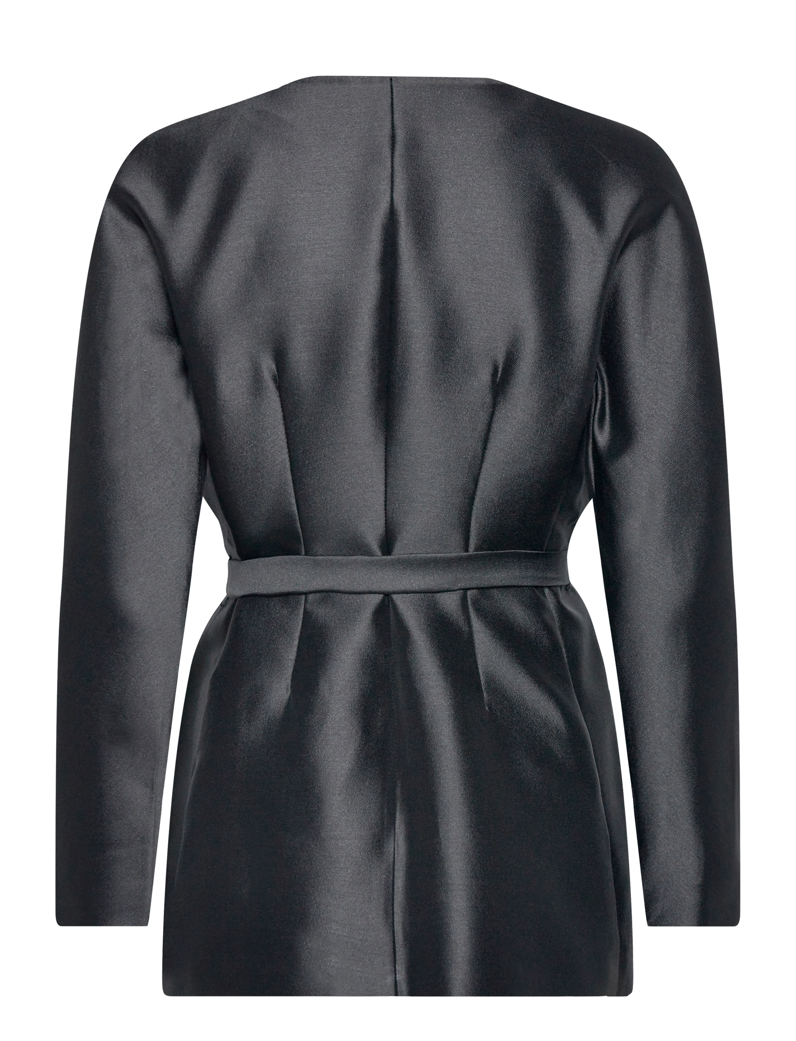 Malina - Clara silk blend collarless blazer - black - 2
