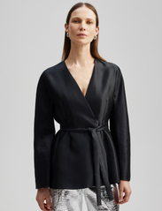 Malina - Clara silk blend collarless blazer - festtøj til outletpriser - black - 4