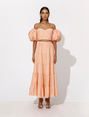 Malina - Amalie Pleated Cropped Top - short-sleeved blouses - apricot - 2