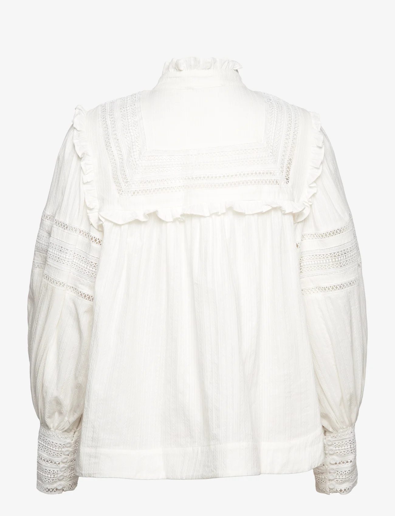 Malina - Riley embroidery detailed blouse - langärmlige blusen - white - 1