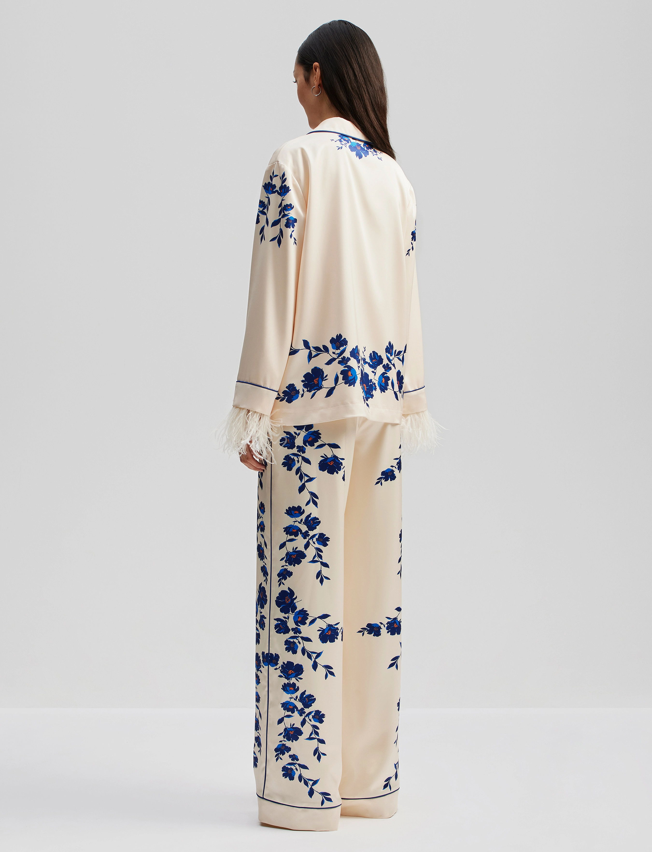 Malina - Samara feather detail oversized shirt - poppy - 3