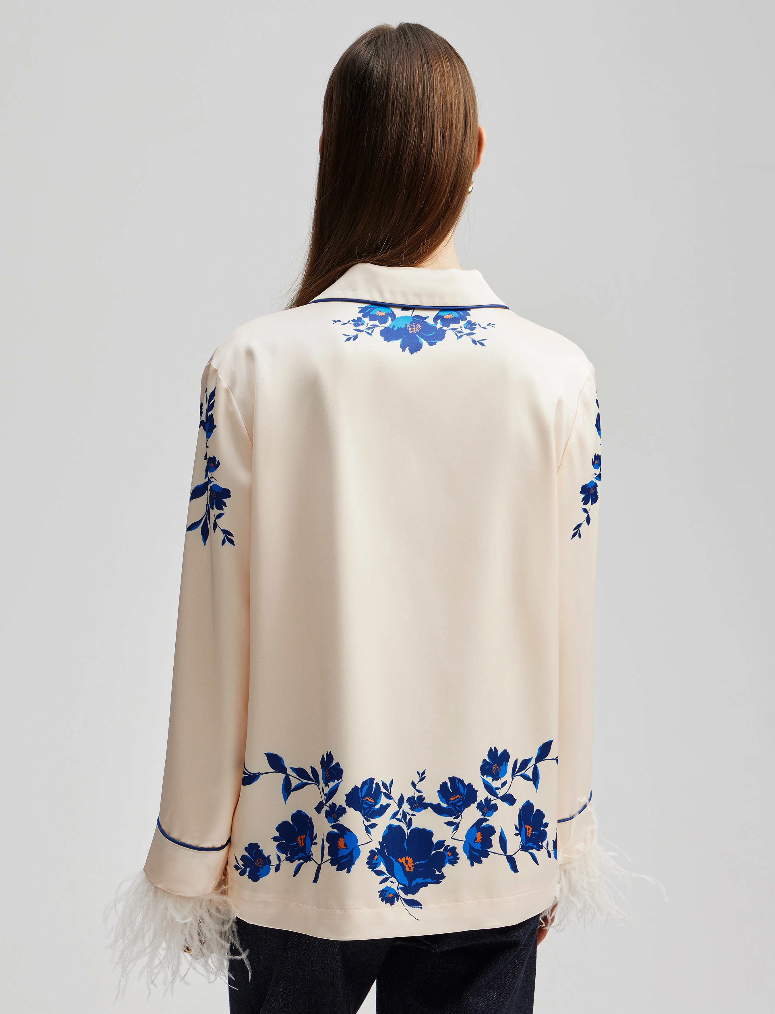 Malina - Samara feather detail oversized shirt - poppy - 5