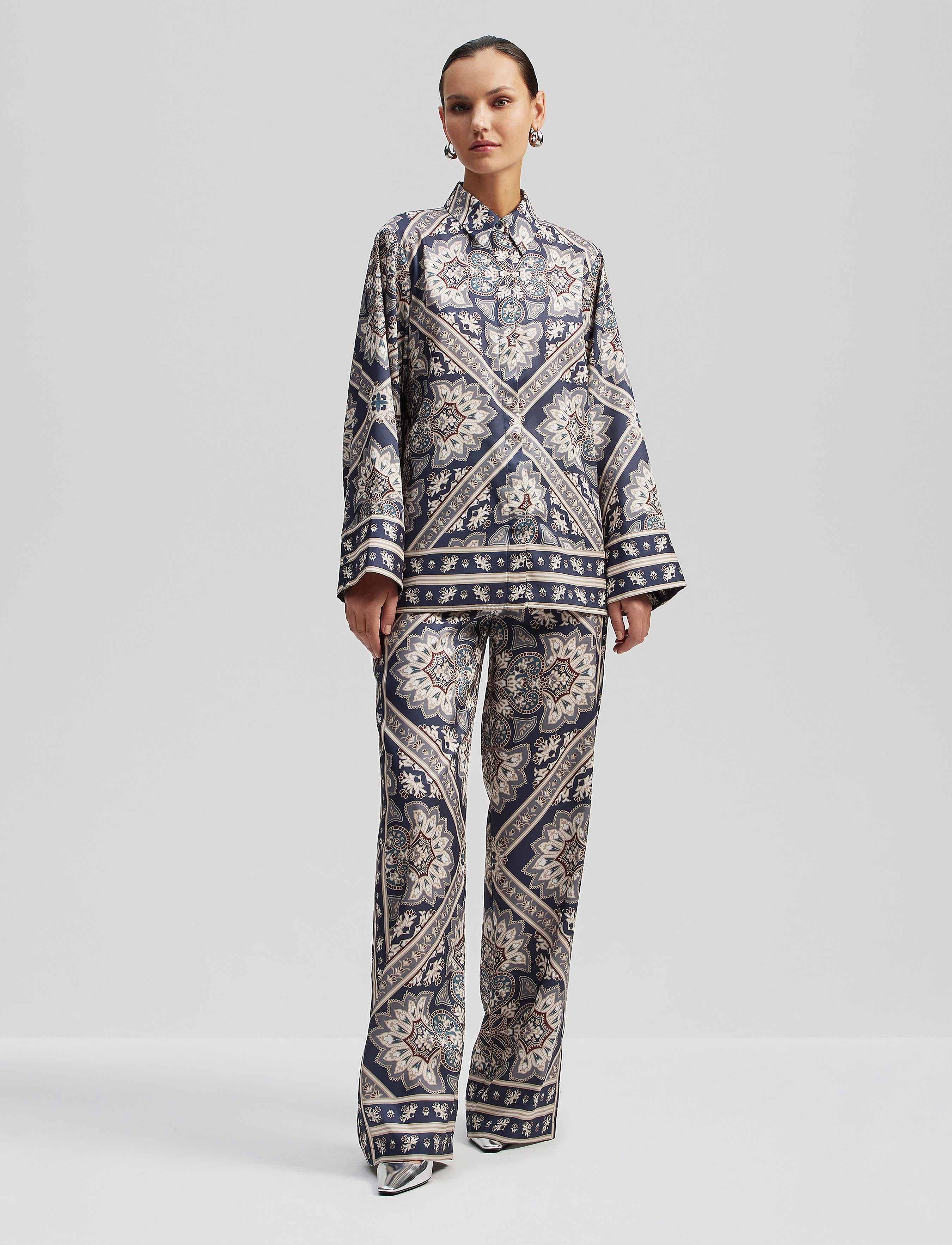 Malina - Felicia printed oversized shirt - tile - 2