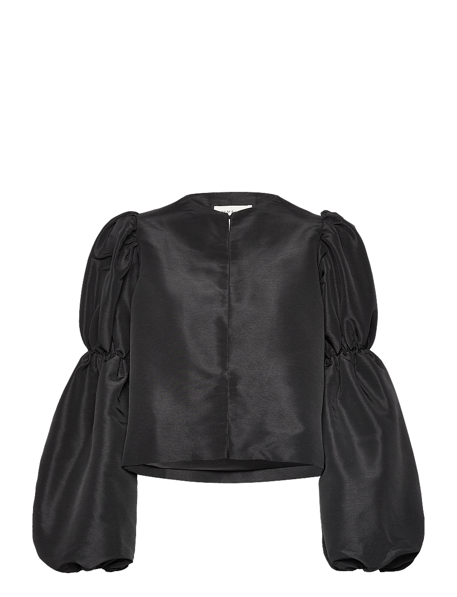 Malina - Zoey Double Pouf Sleeve Blouse - langärmelige blusen - black - 1