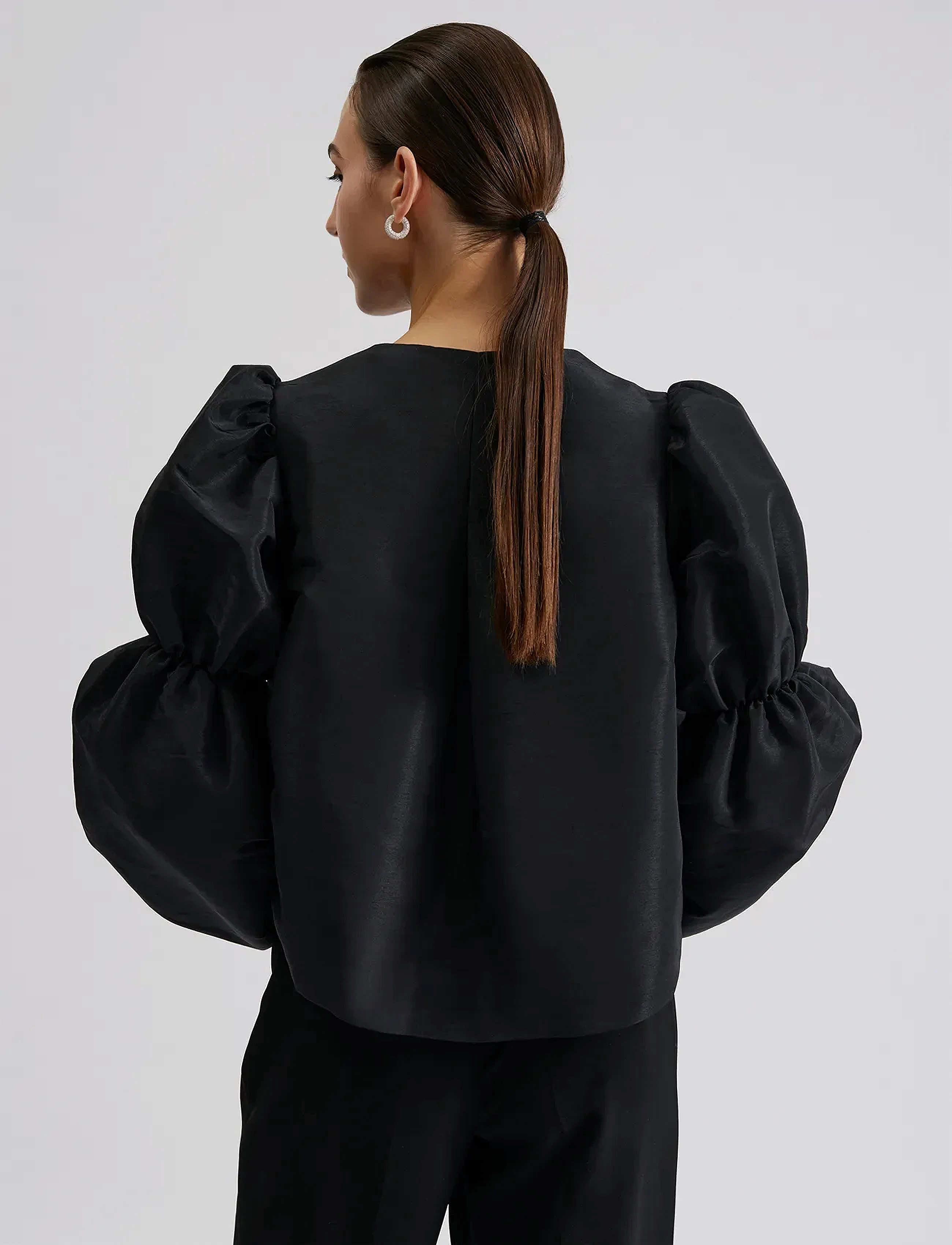 Malina - Zoey Double Pouf Sleeve Blouse - langærmede bluser - black - 4