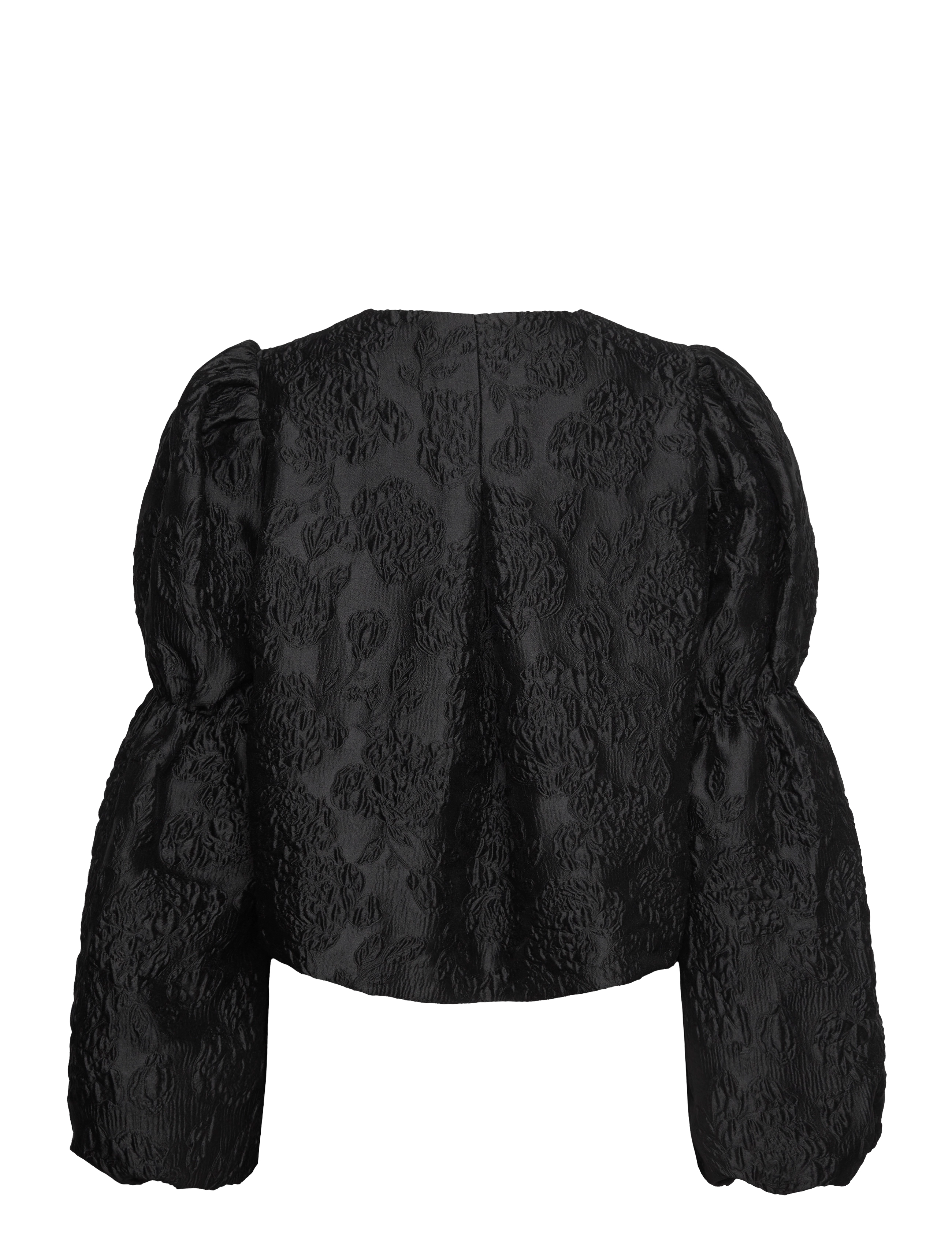 Malina - Zoey Double Pouf Sleeve Blouse - langærmede bluser - black jacquard - 2