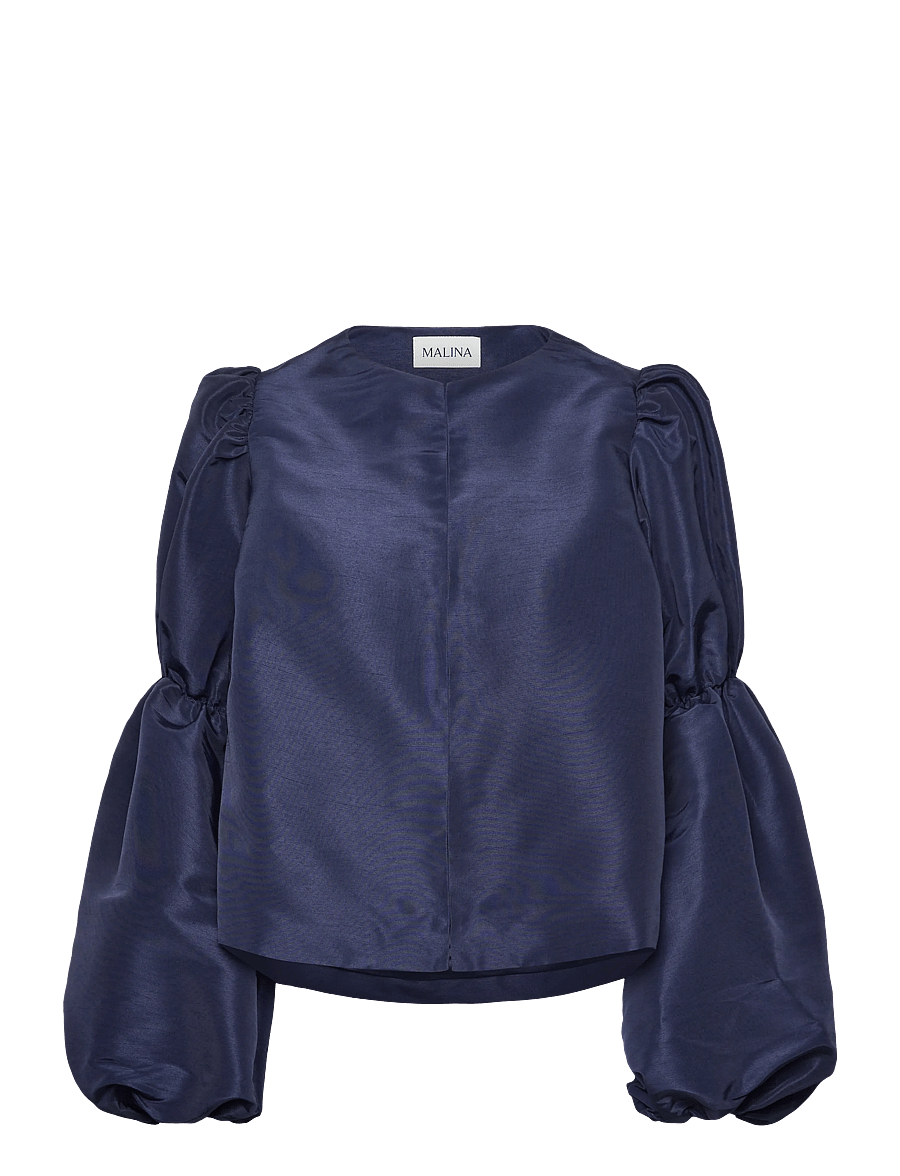 Malina - Zoey Double Pouf Sleeve Blouse - langärmelige blusen - dark blue - 1