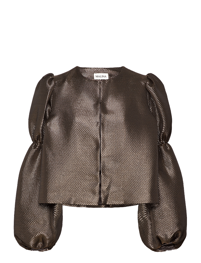 Malina - Zoey double pouf sleeve blouse - langärmlige blusen - gold - 1