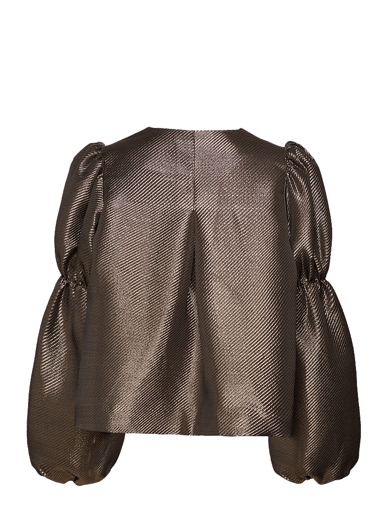 Malina - Zoey double pouf sleeve blouse - langärmlige blusen - gold - 2