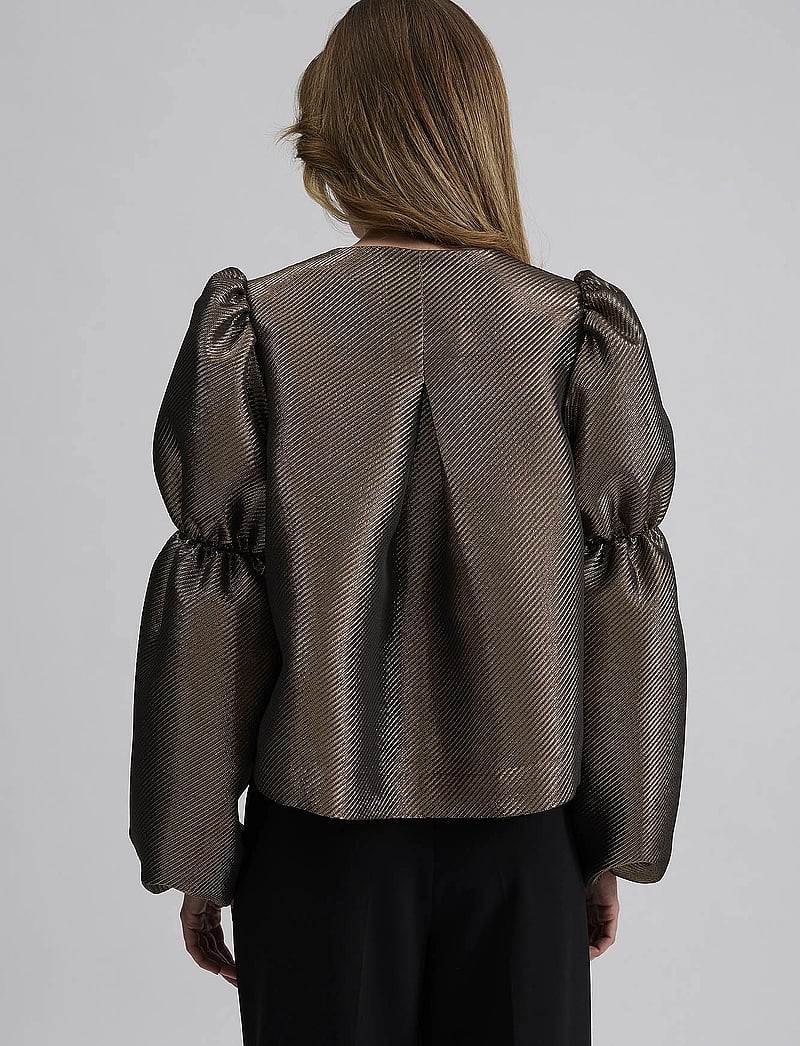 Malina - Zoey double pouf sleeve blouse - langärmlige blusen - gold - 3