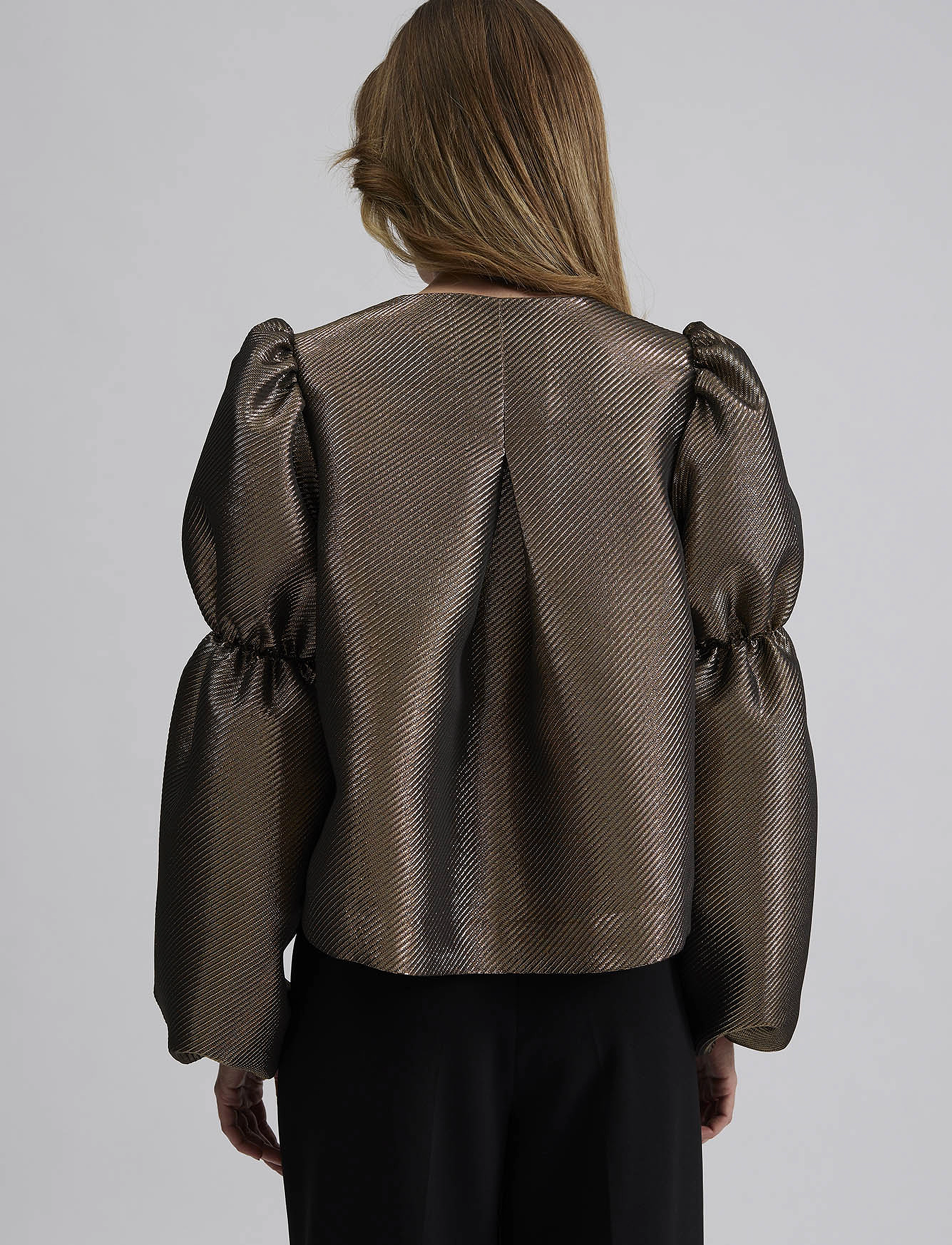 Malina - Zoey Double Pouf Sleeve Blouse - langärmlige blusen - gold - 3