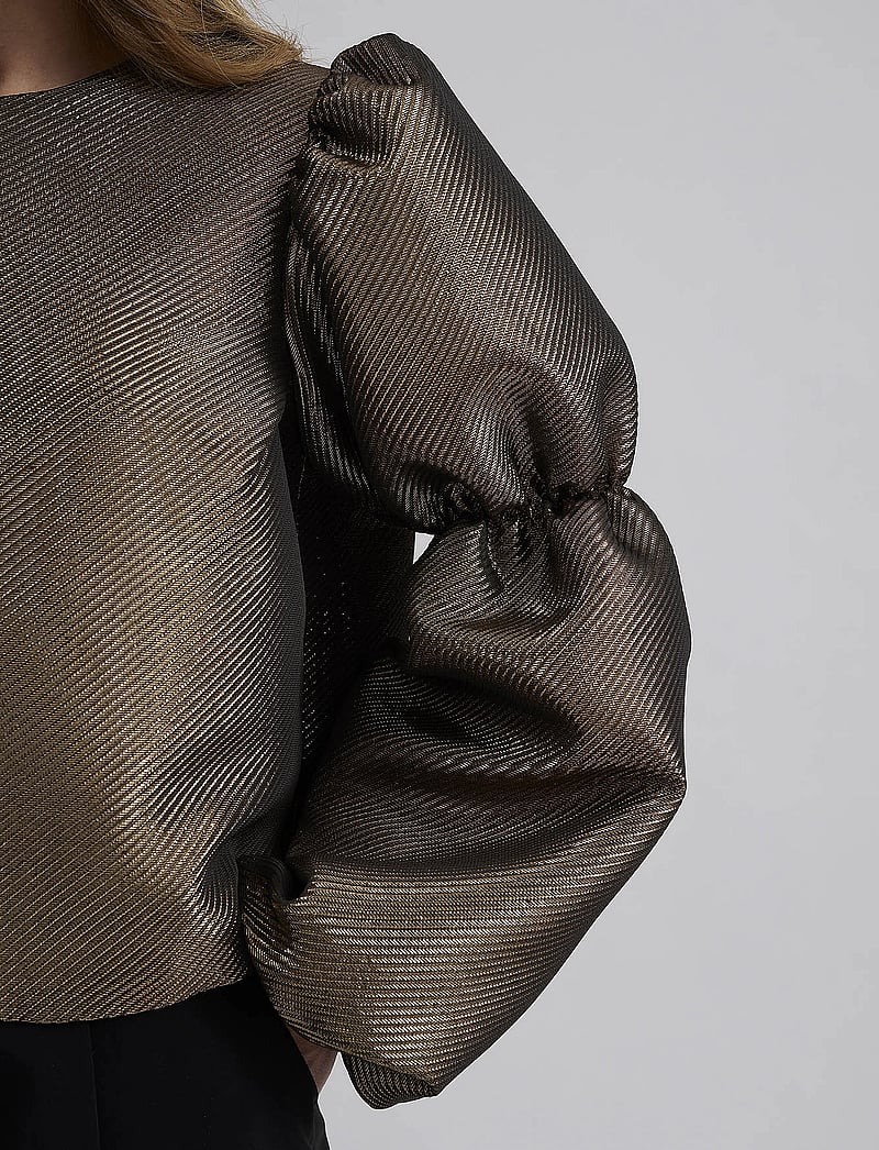 Malina - Zoey double pouf sleeve blouse - langärmlige blusen - gold - 5