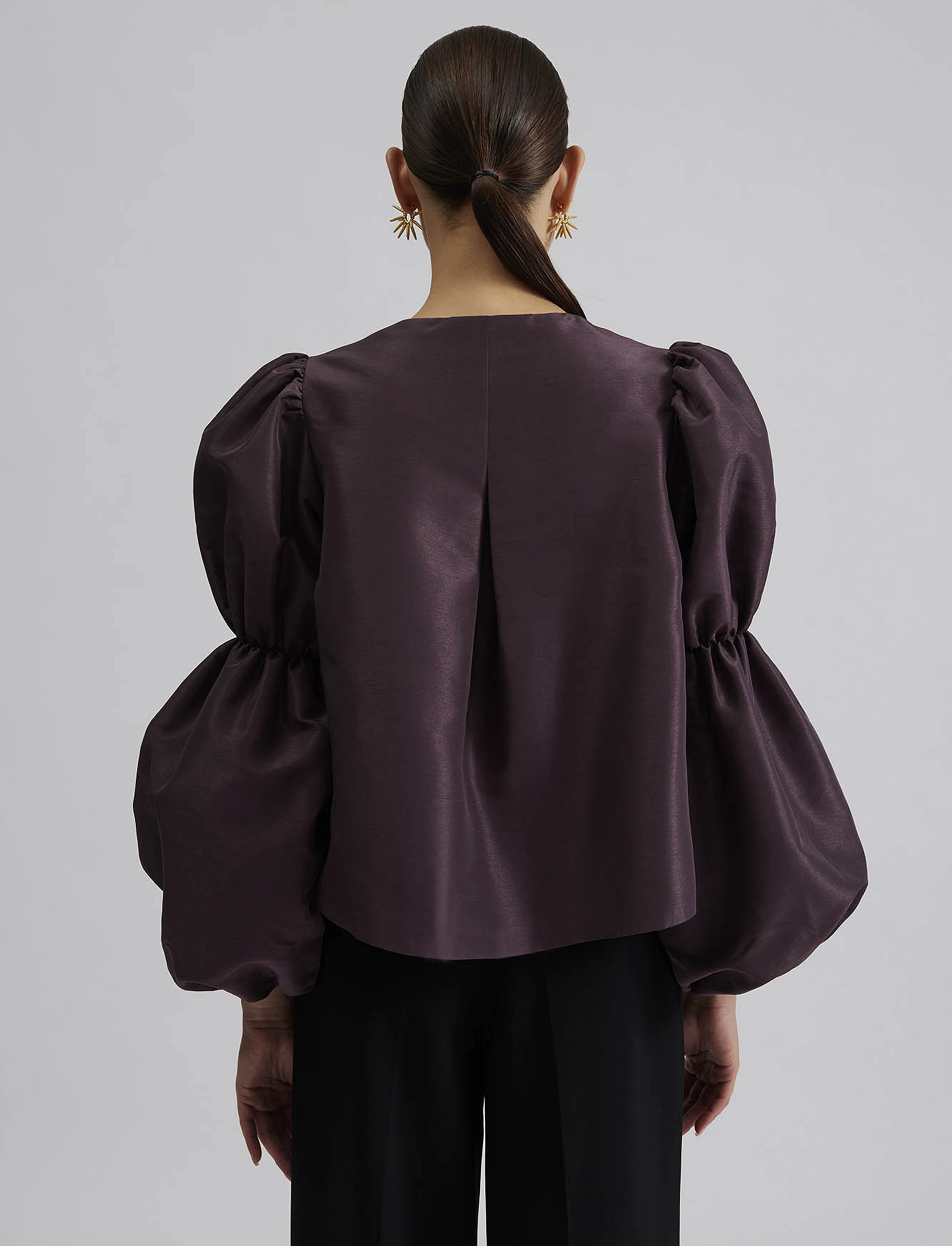 Malina - Zoey Double Pouf Sleeve Blouse - langærmede bluser - purple - 4