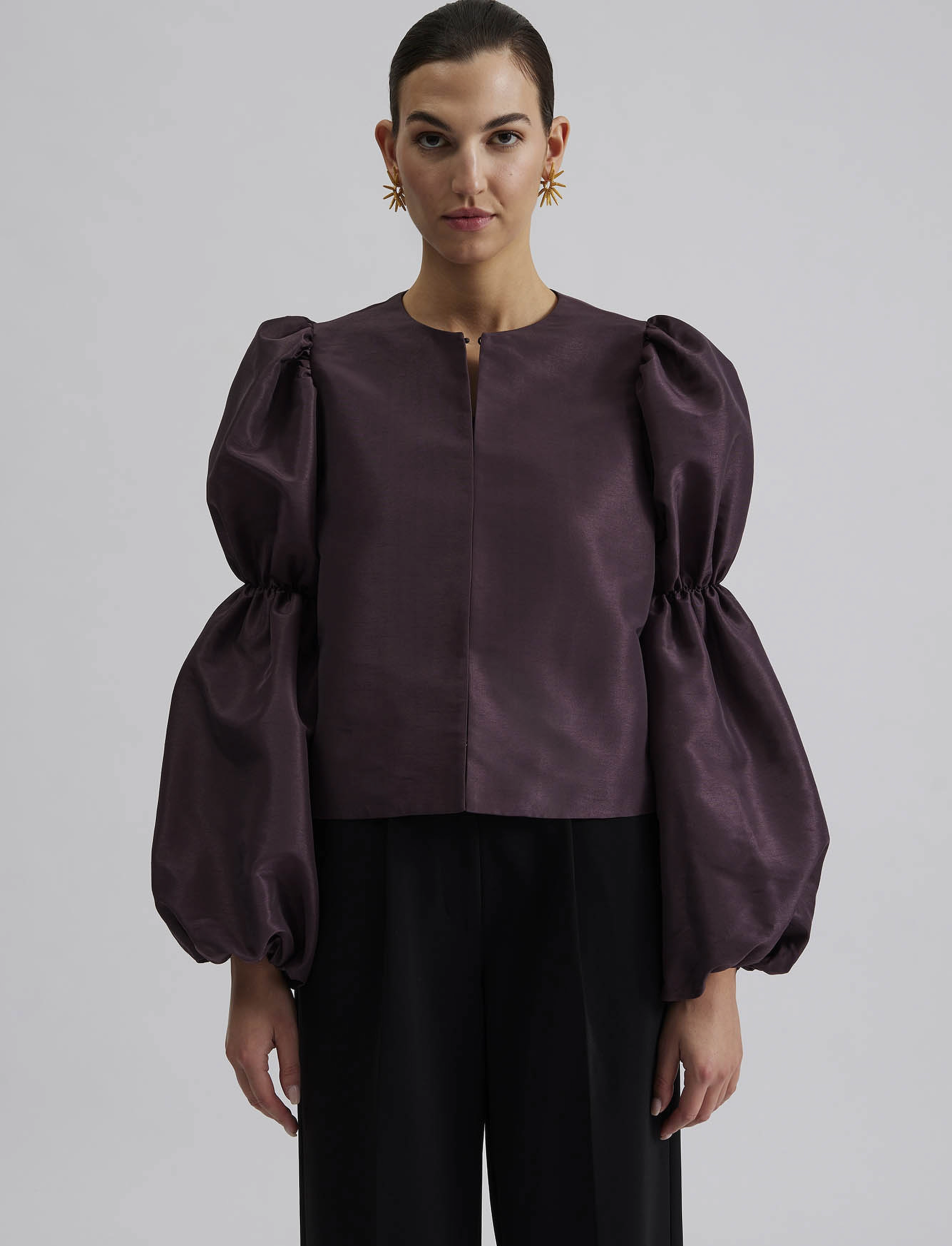 Malina - Zoey Double Pouf Sleeve Blouse - langærmede bluser - purple - 5