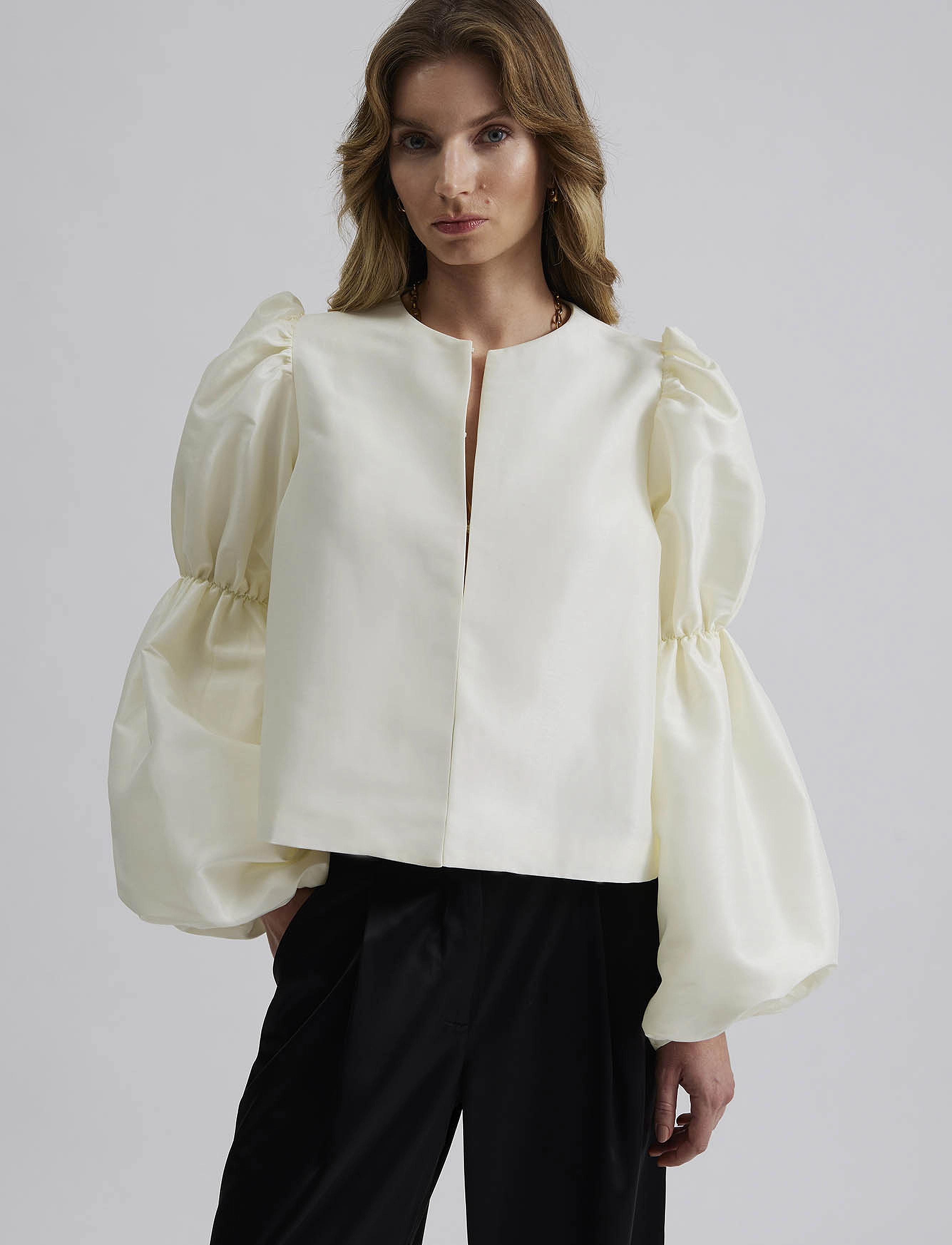 Malina Zoey double pouf sleeve blouse - Malina - VANILLA / cream