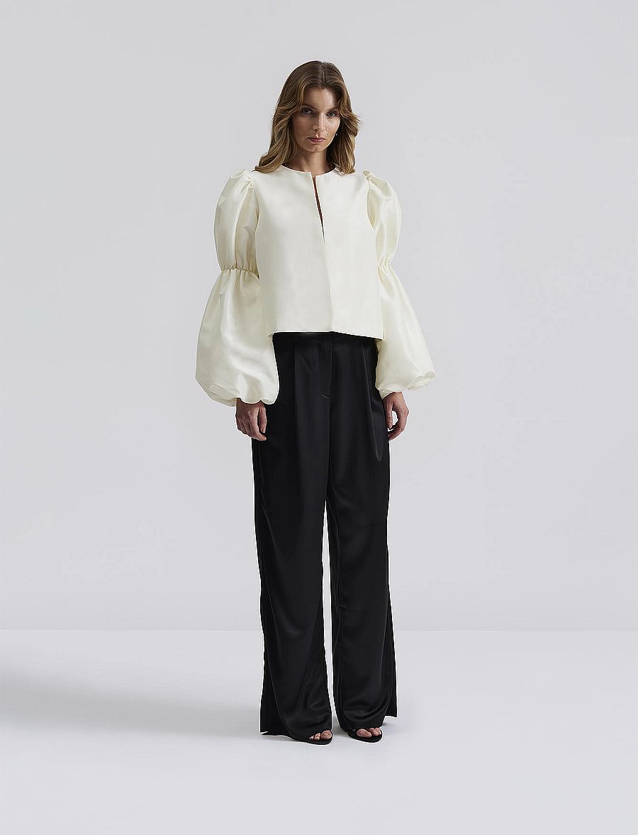 Malina - Zoey Double Pouf Sleeve Blouse - langärmelige blusen - vanilla - 4