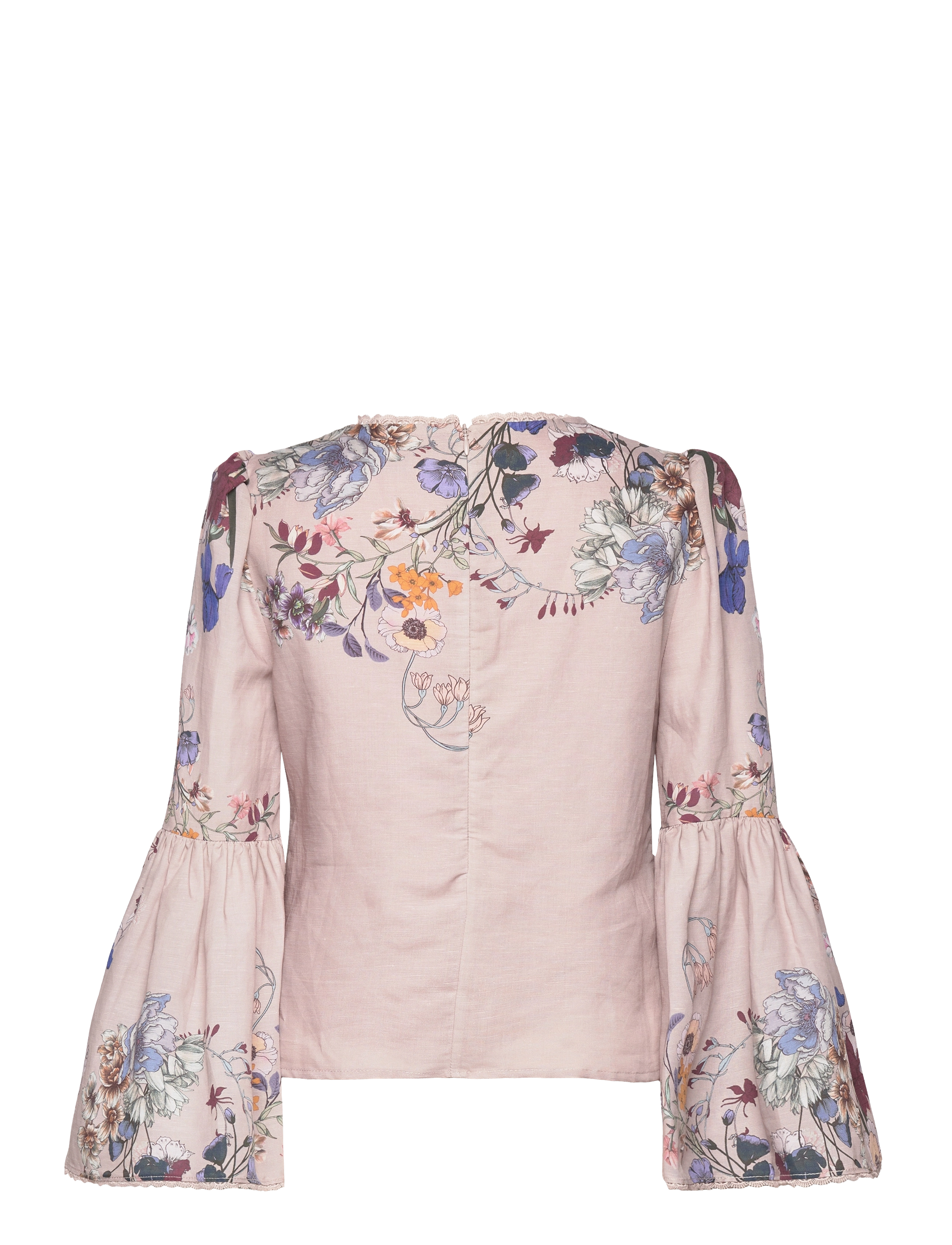 Malina - Abigail Flare Sleeve silk blend Blouse - fall blooms - 1