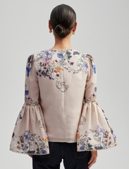 Malina - Abigail Flare Sleeve silk blend Blouse - fall blooms - 3