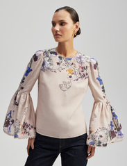 Malina - Abigail Flare Sleeve silk blend Blouse - fall blooms - 4