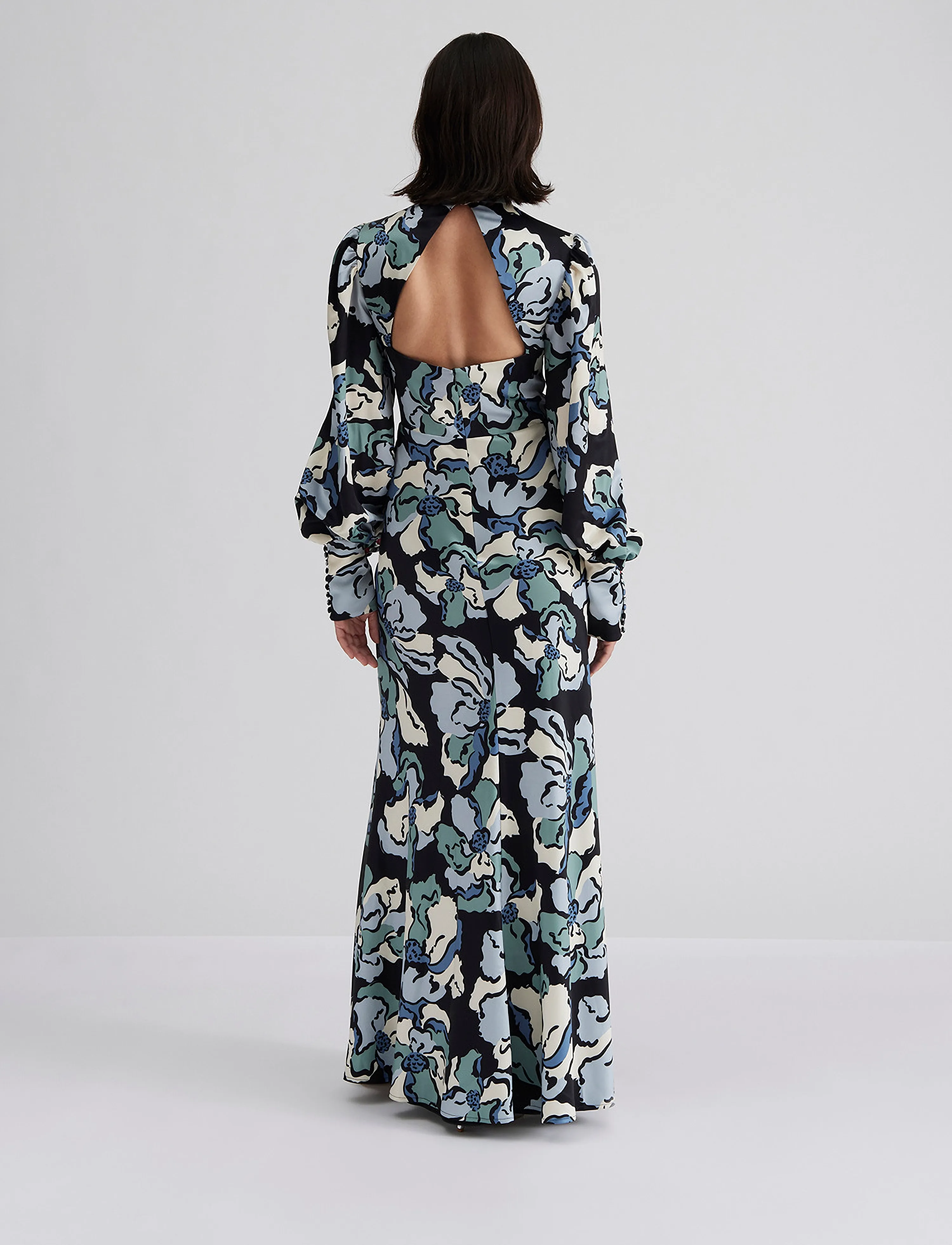 Malina - Tullie open back satin maxi dress - floral - 3