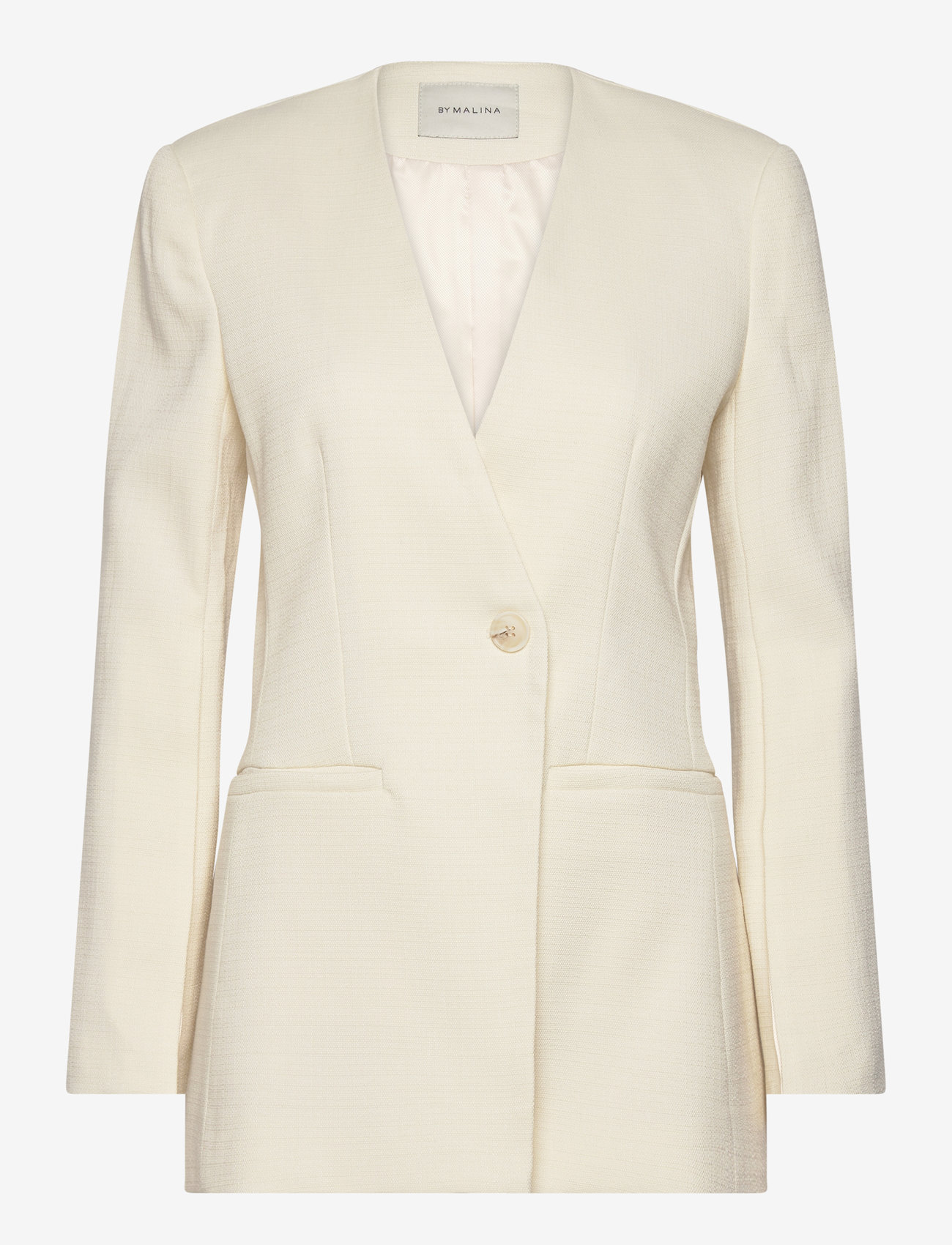 Malina - Anisa collarless fitted blazer - vanilla - 1