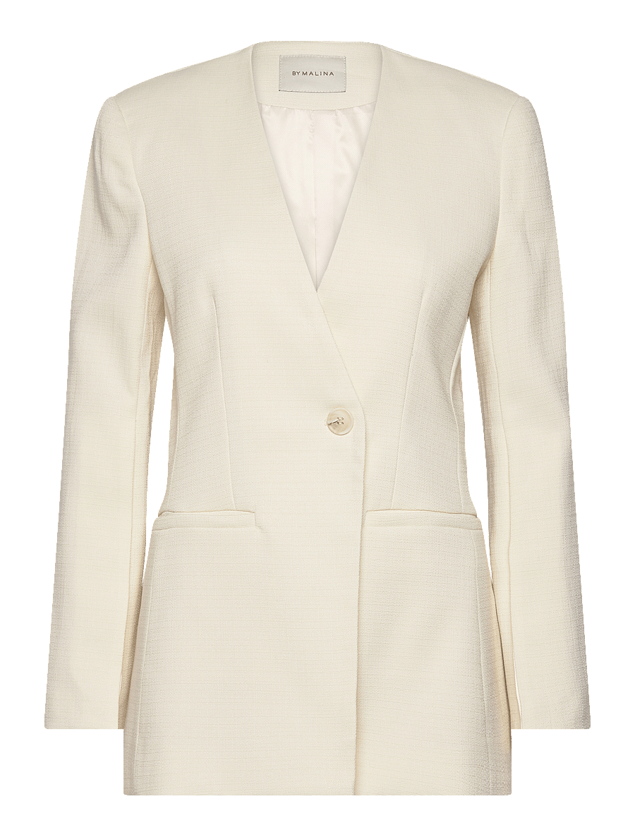 Malina - Anisa collarless fitted blazer - vanilla - 1