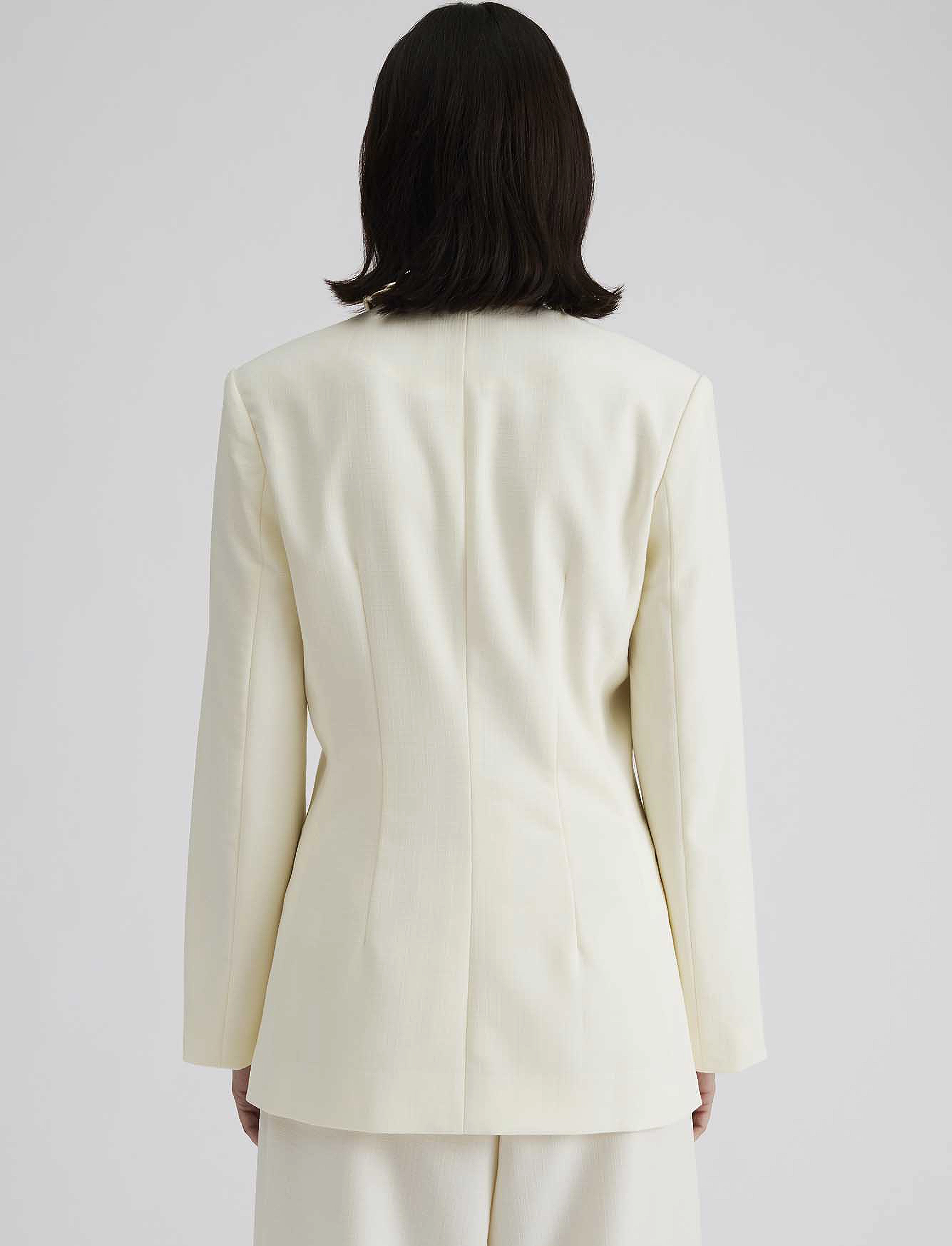 Malina - Anisa collarless fitted blazer - vanilla - 3