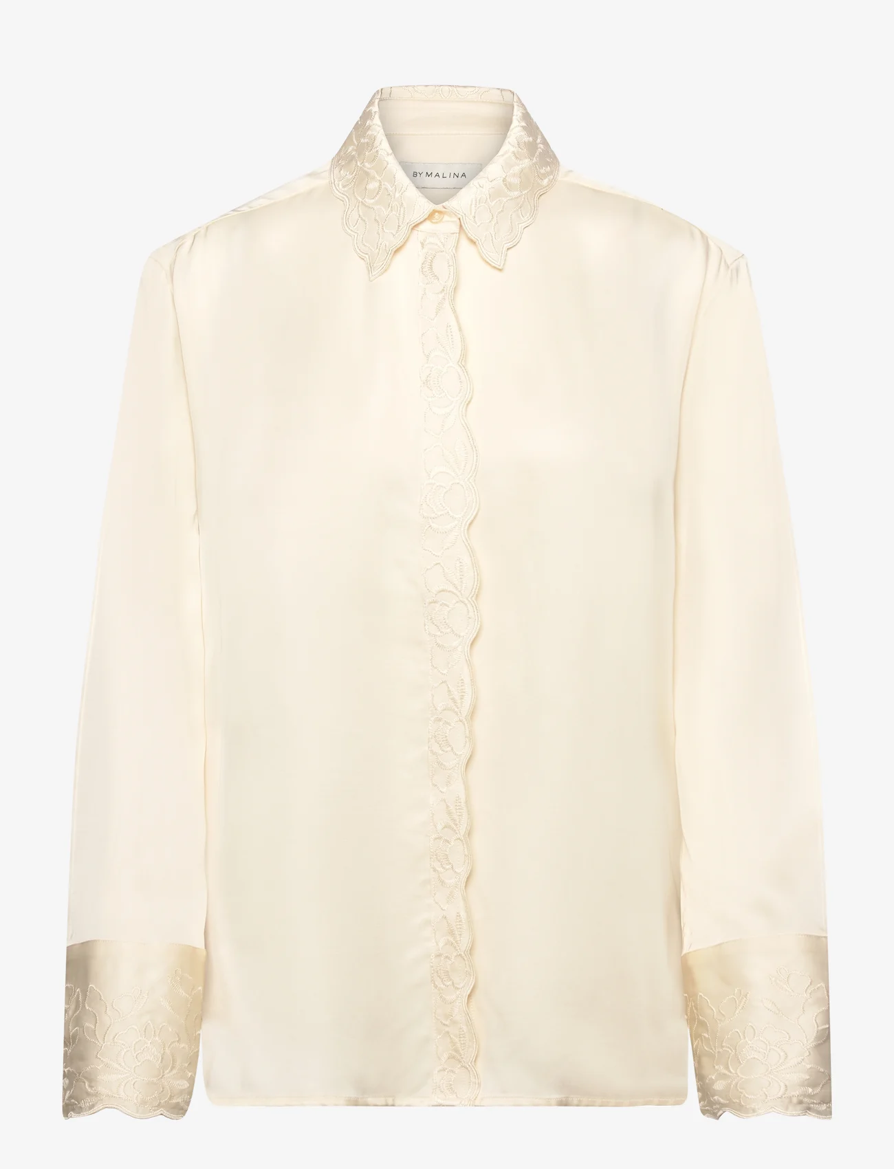 Malina - Naomi embroidery detailed shirt - krekli ar garām piedurknēm - vanilla - 0