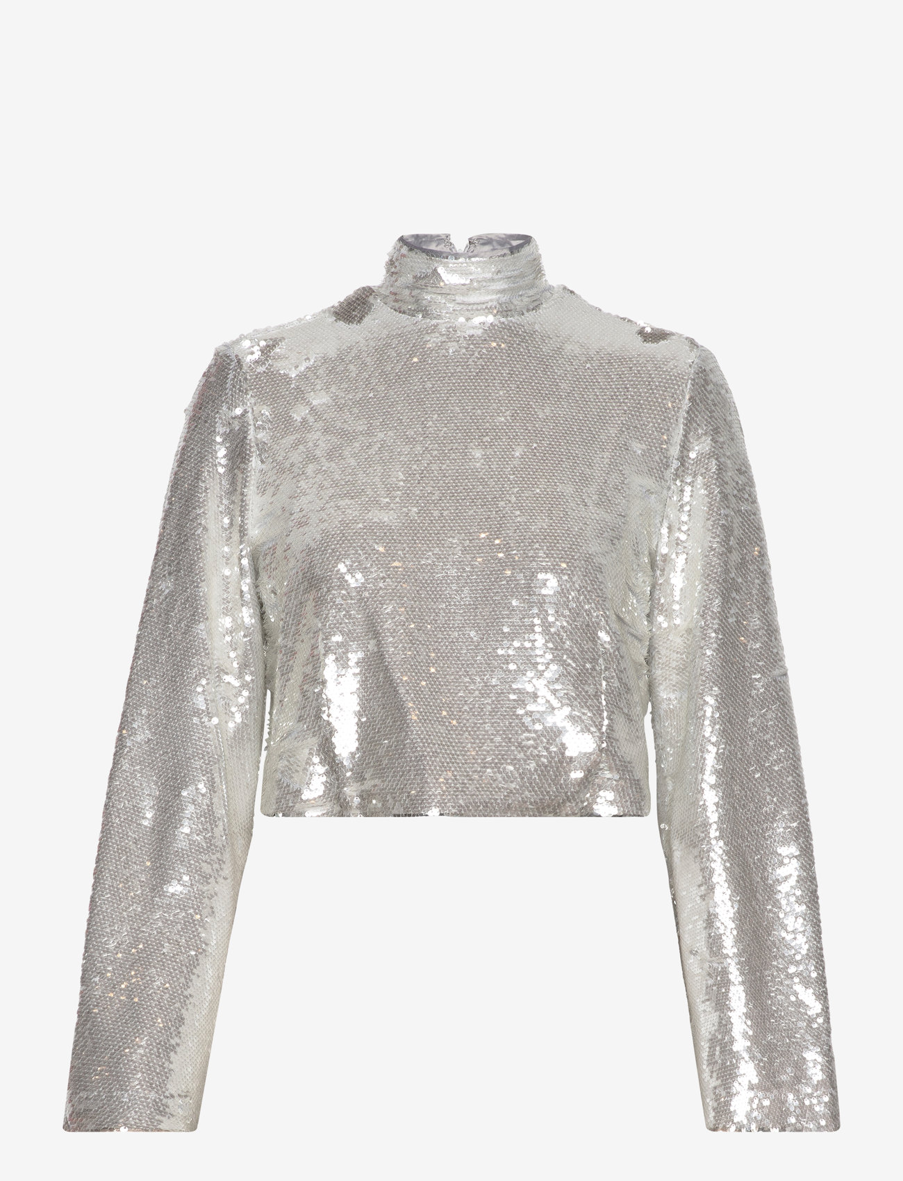 Malina - Aella wide sleeve sequin top - silver - 1