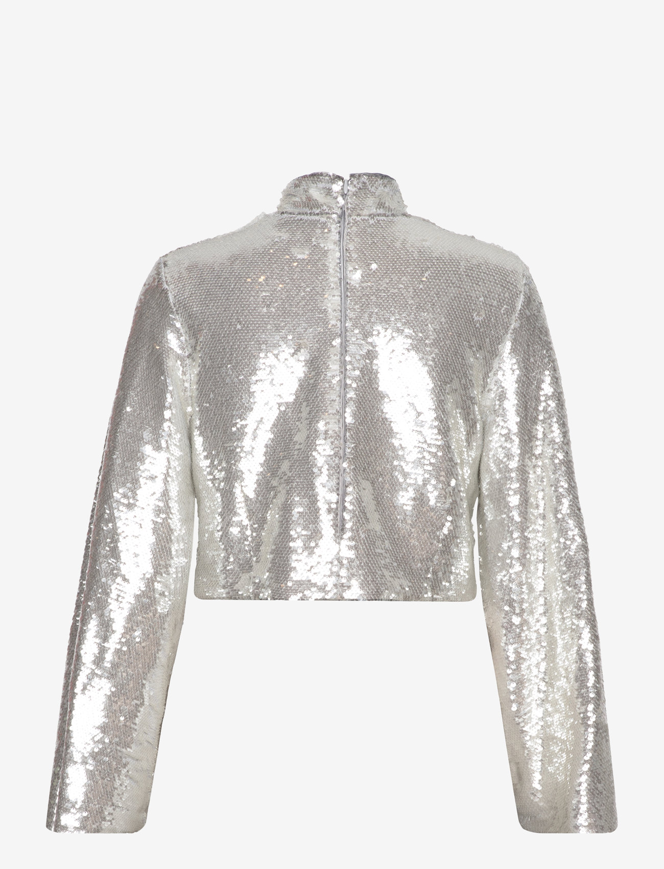 Malina - Aella wide sleeve sequin top - silver - 2