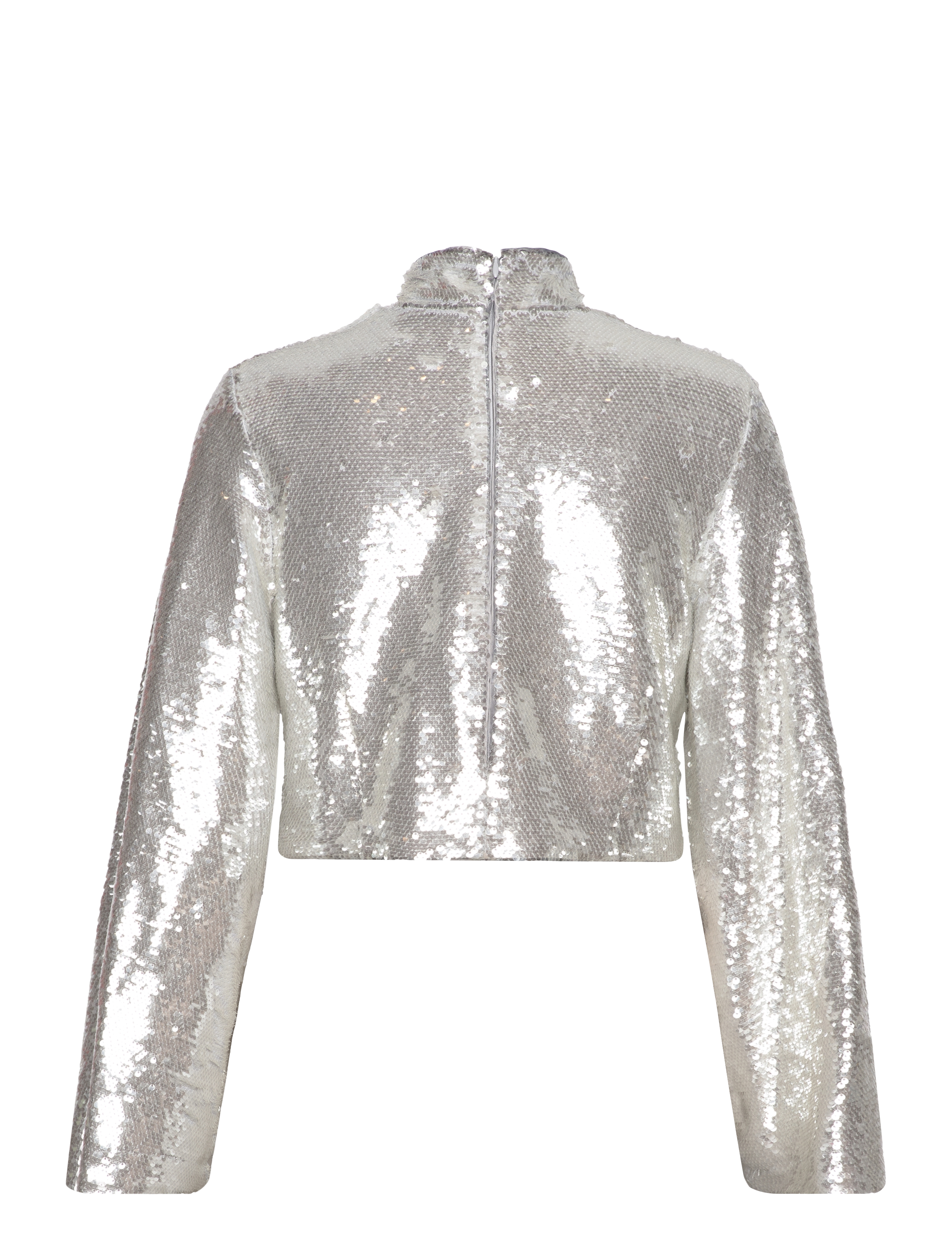 Malina - Aella wide sleeve sequin top - silver - 2