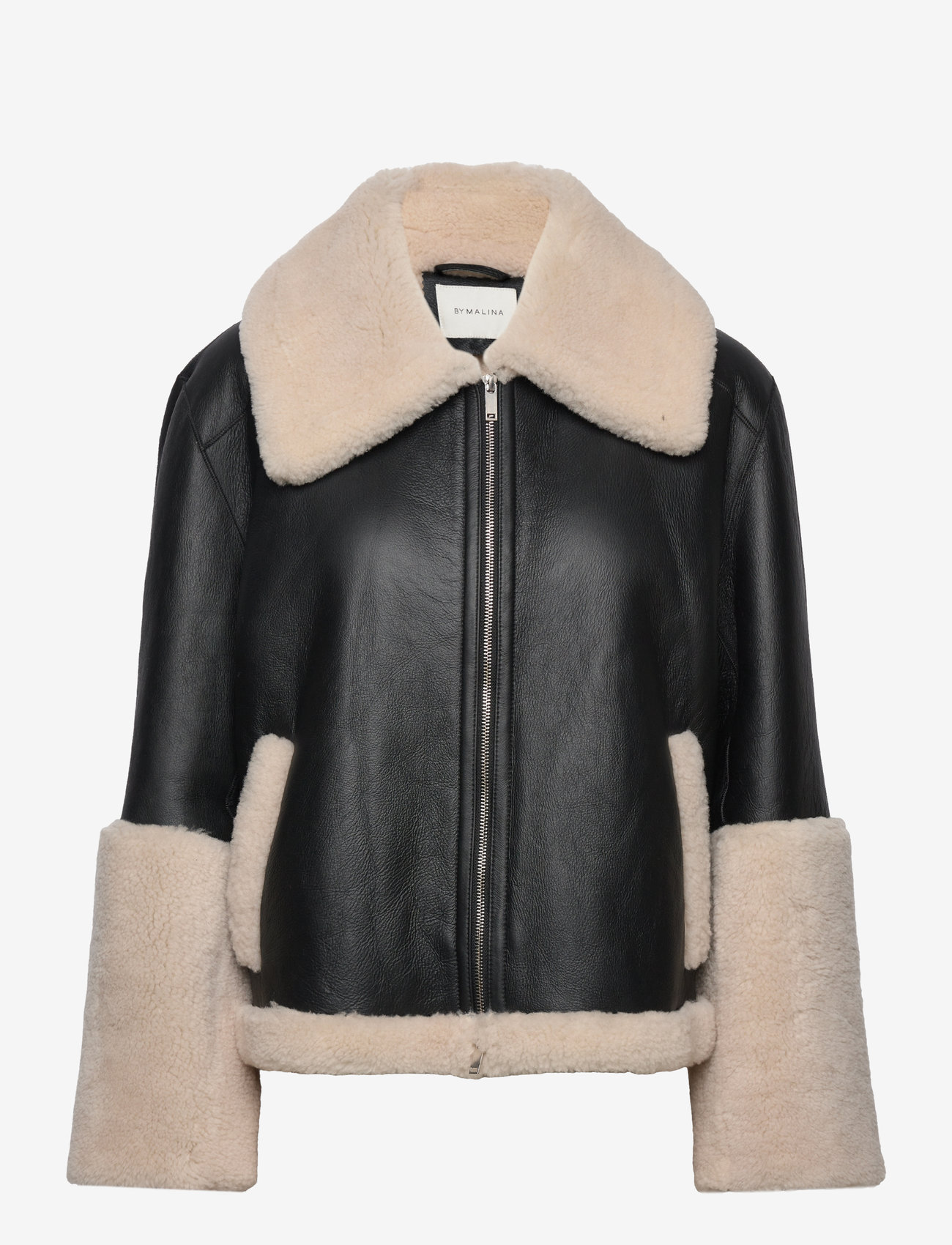 Malina - Gaia cropped shearling jacket - black - 1