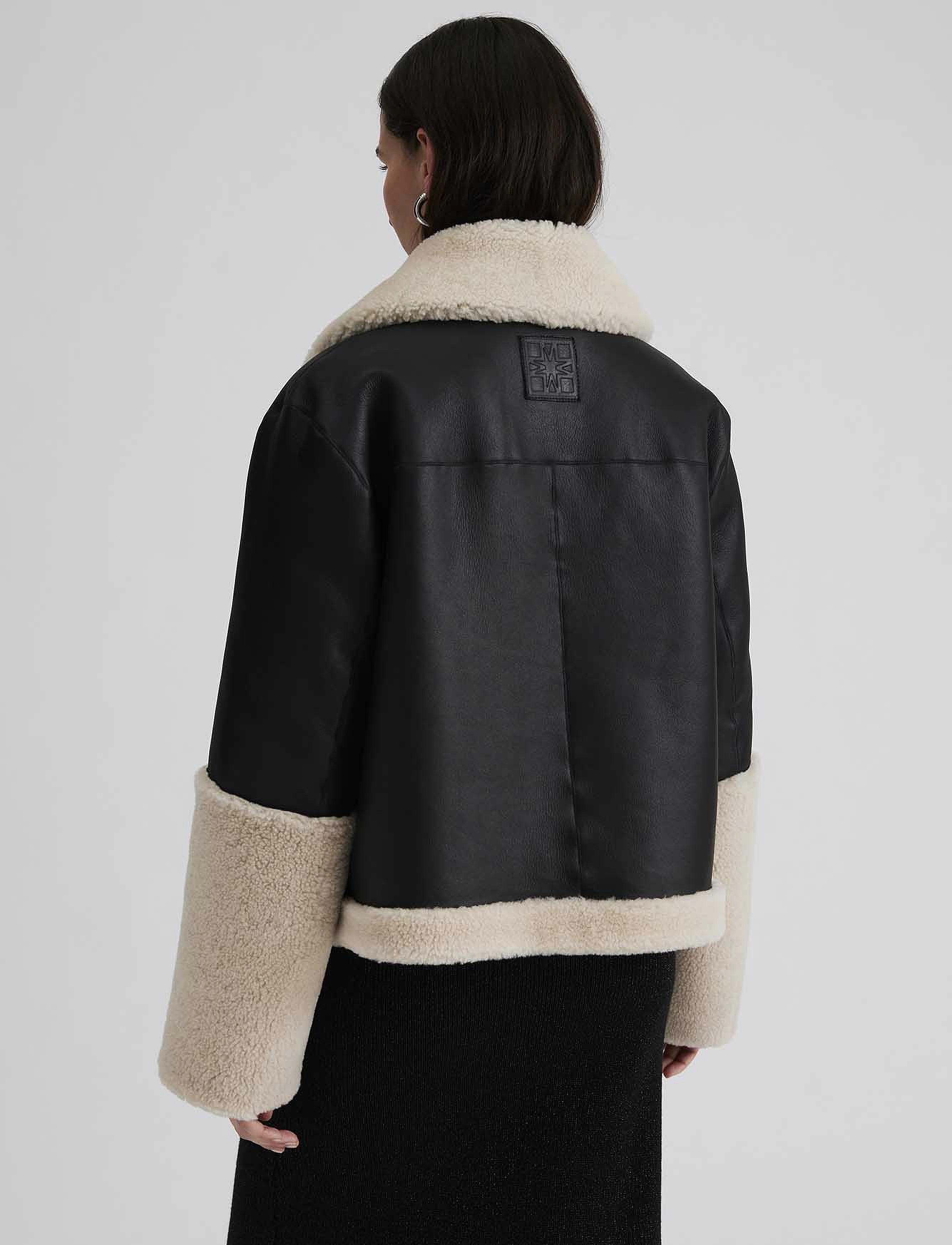 Malina - Gaia cropped shearling jacket - black - 3
