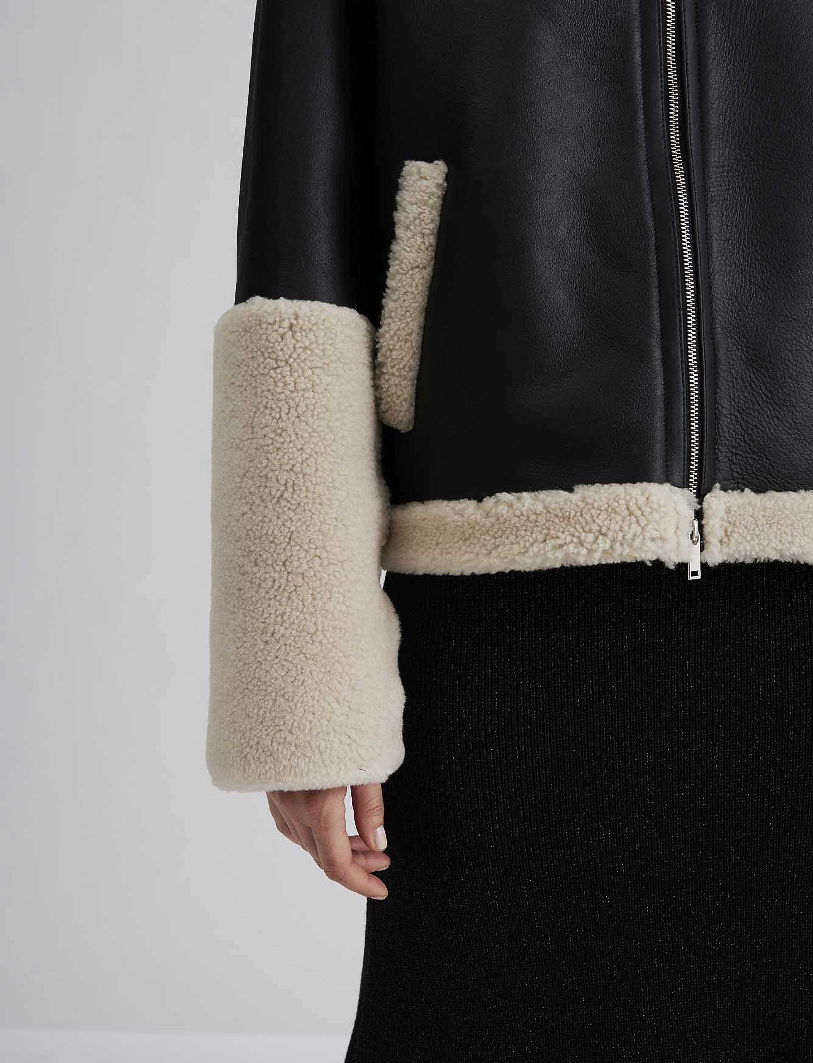Malina - Gaia cropped shearling jacket - black - 5