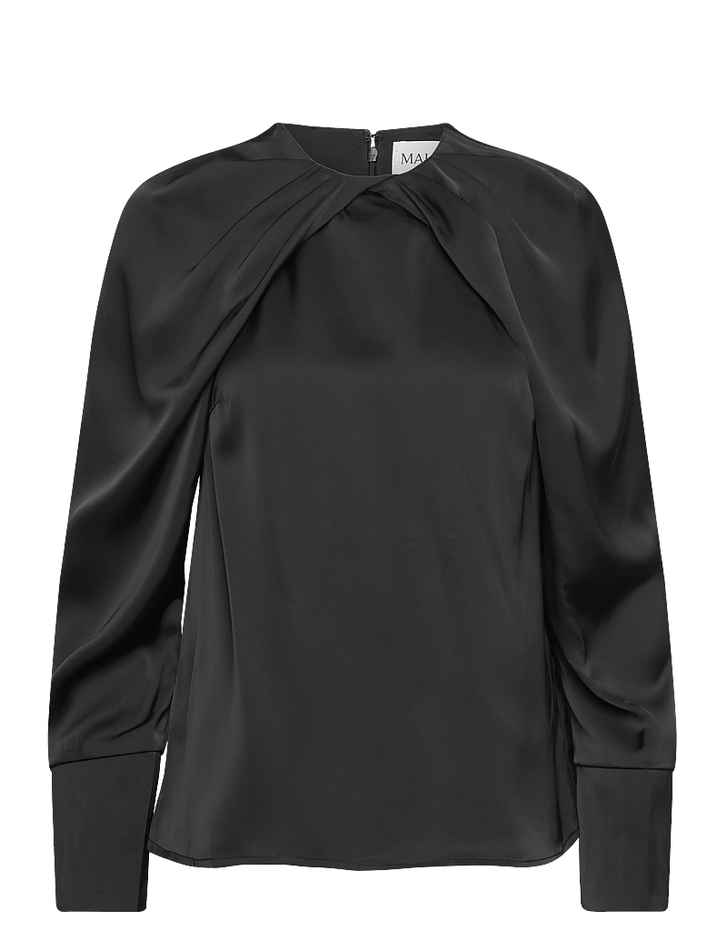 Malina - Evie Pleated Neckline blouse - blouses à manches longues - black - 1