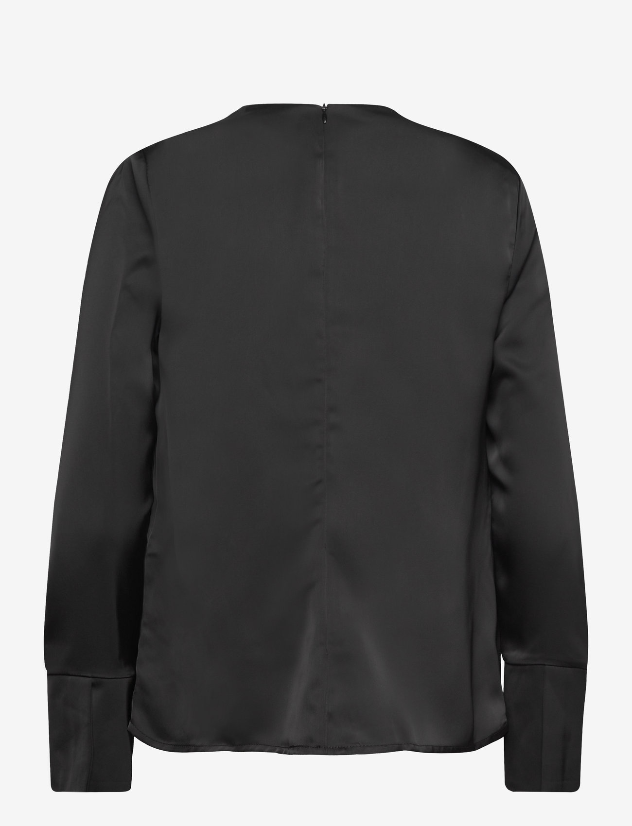 Malina - Evie pleated neckline blouse - long sleeved blouses - black - 2