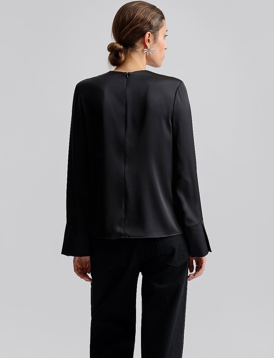 Malina - Evie Pleated Neckline blouse - pikkade varrukatega pluusid - black - 3