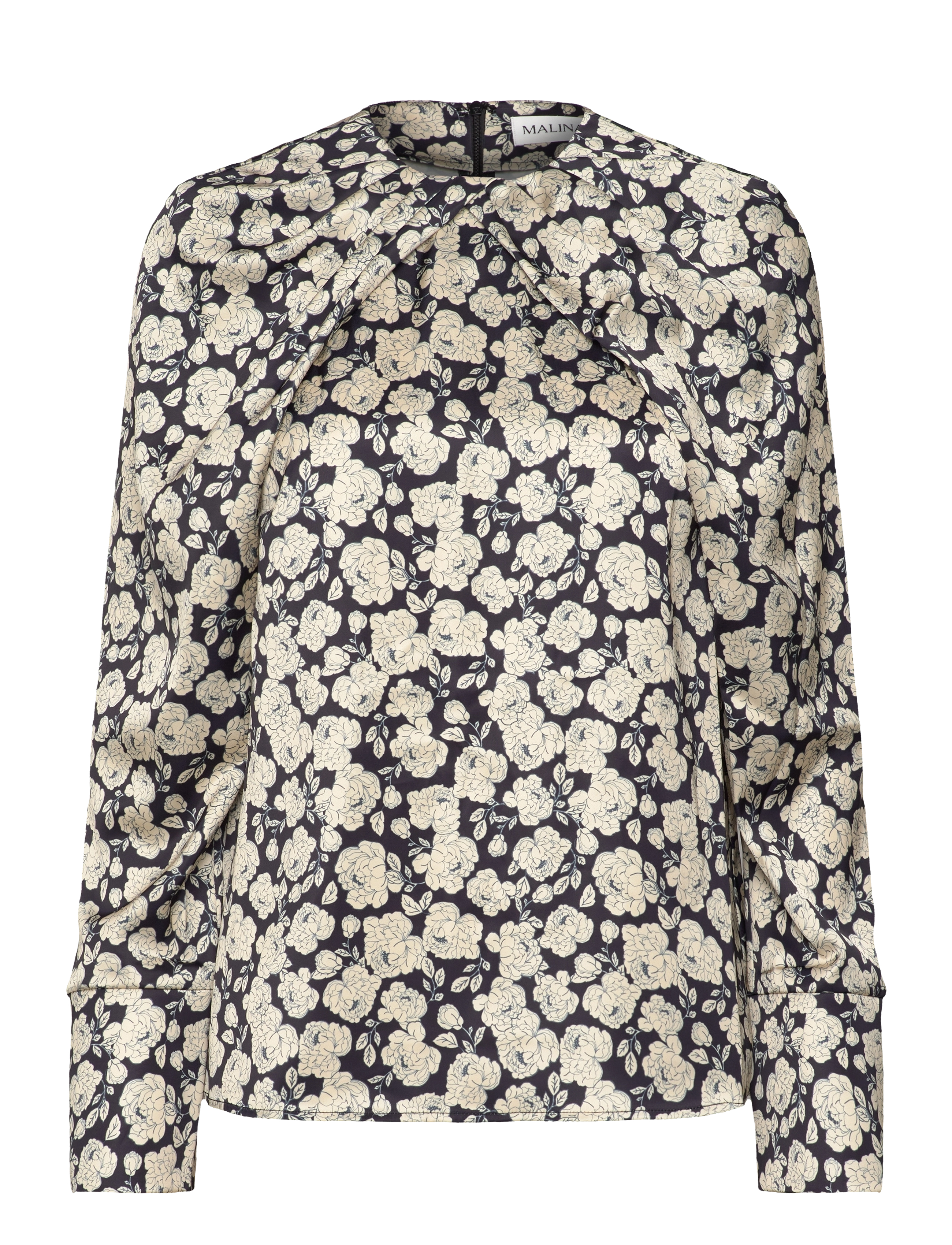 Malina - Evie Pleated Neckline blouse - langärmlige blusen - pink - 1