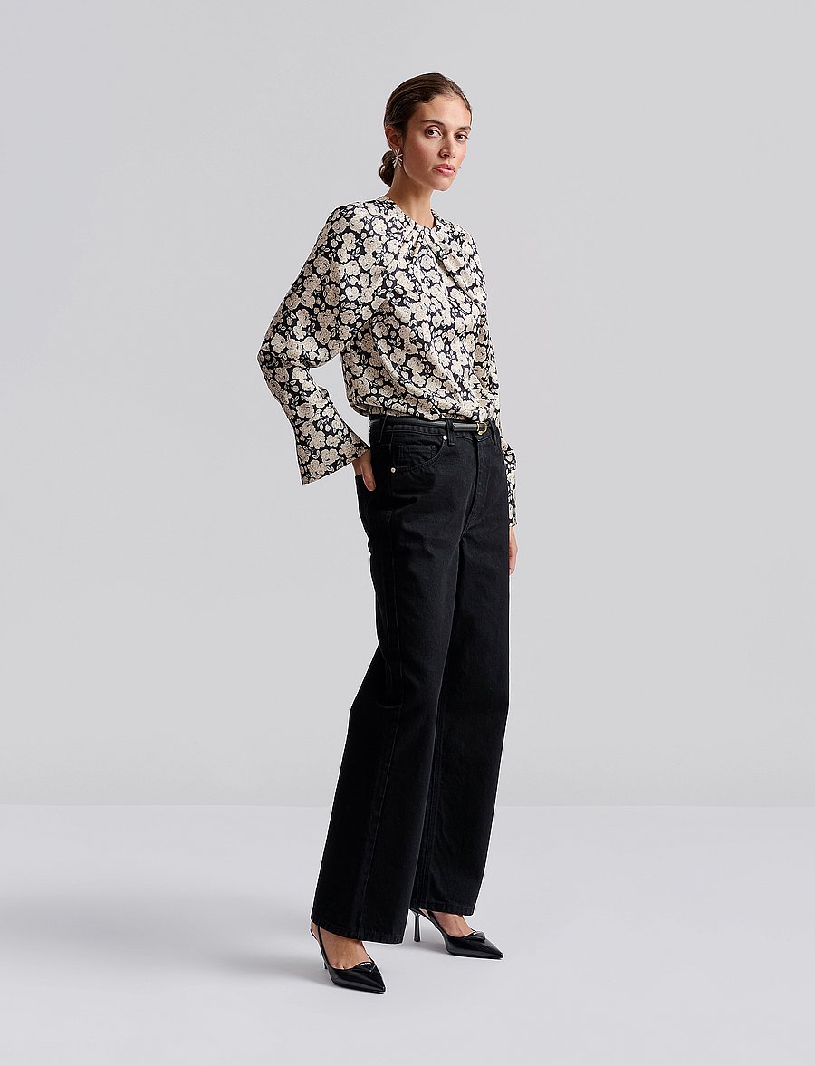 Malina - Evie Pleated Neckline blouse - langärmlige blusen - pink - 0