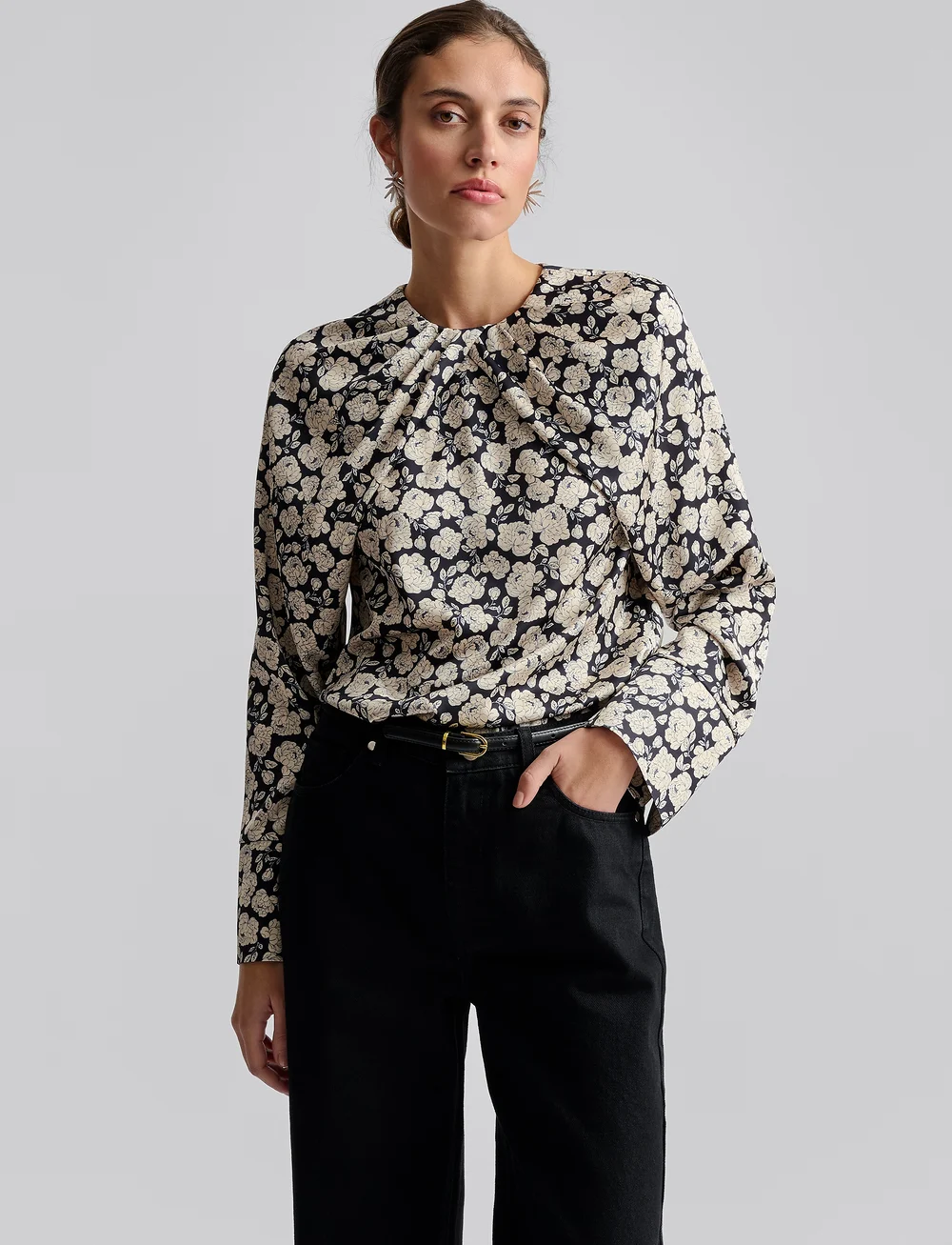 Malina - Evie pleated neckline blouse - pitkähihaiset puserot - pink - 4