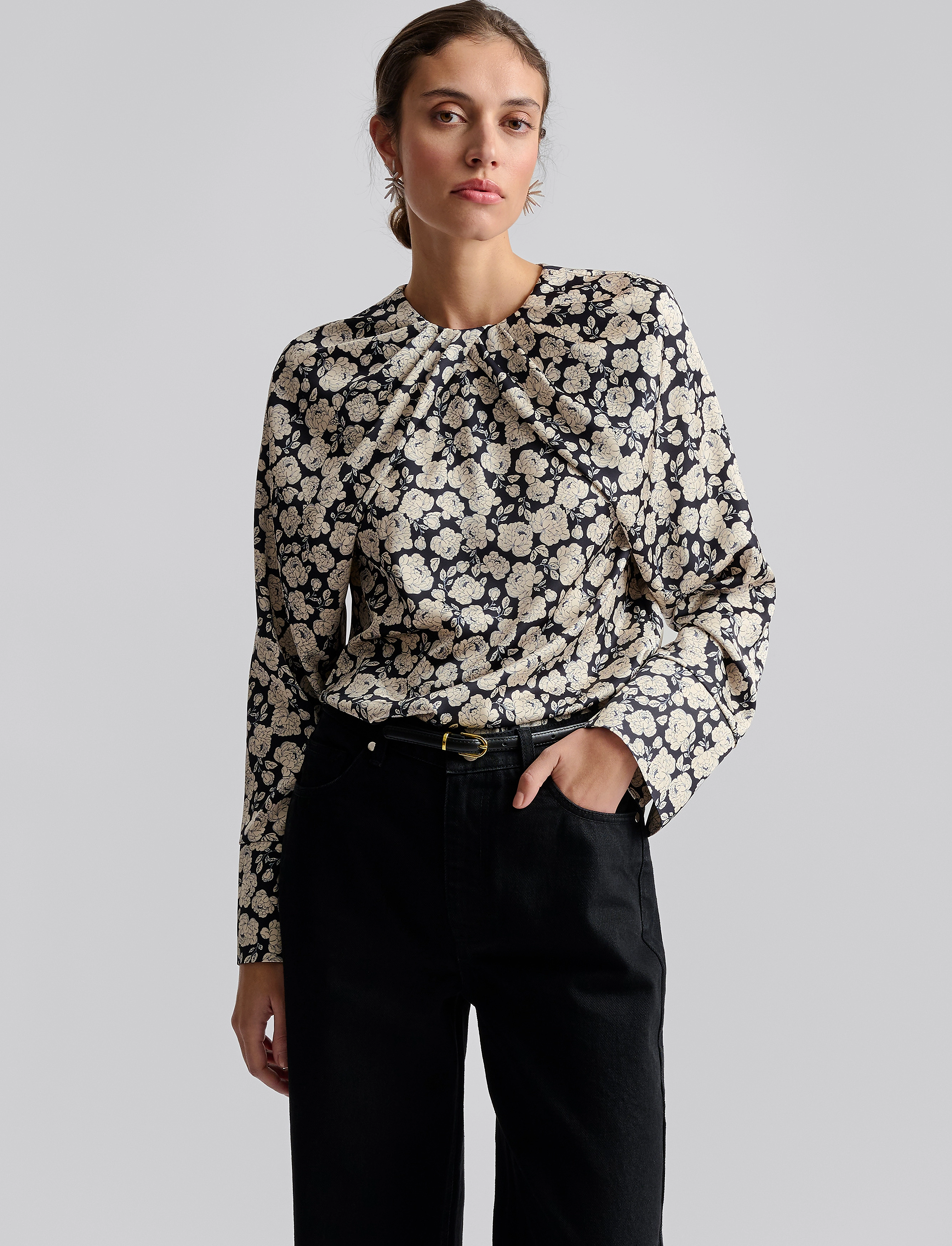 Malina - Evie Pleated Neckline blouse - langärmlige blusen - pink - 4