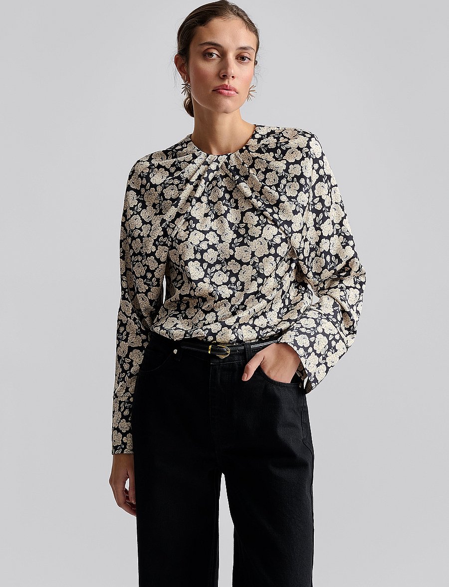 Malina - Evie Pleated Neckline blouse - langärmlige blusen - pink - 4