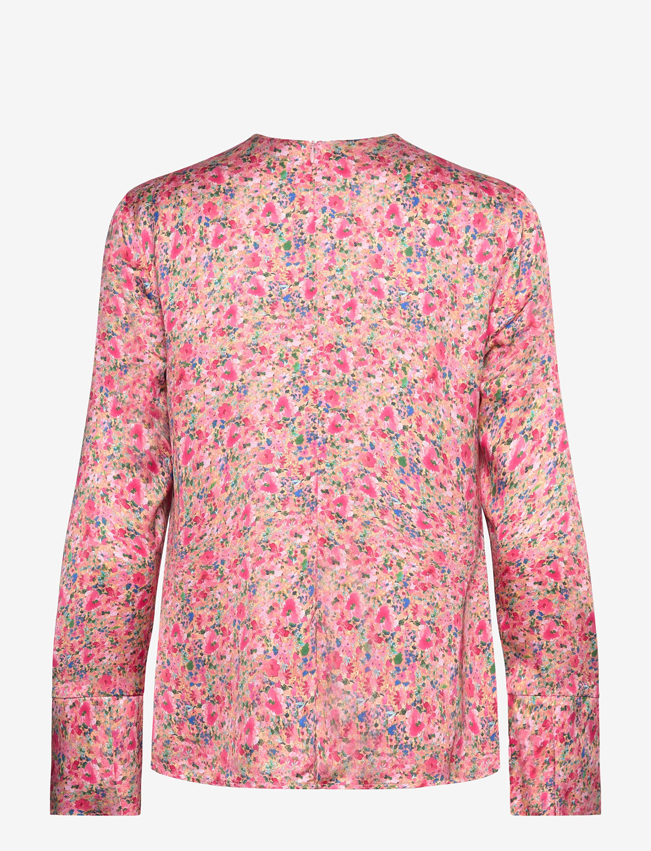 Malina - Evie Pleated Neckline blouse - langärmlige blusen - pink ditsy - 2