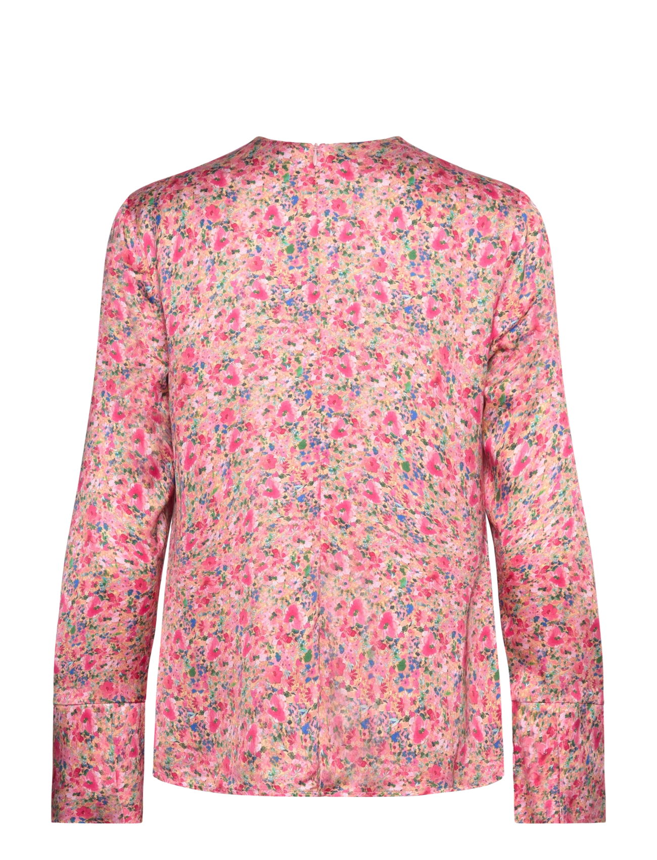 Malina - Evie Pleated Neckline blouse - long sleeved blouses - pink ditsy - 2