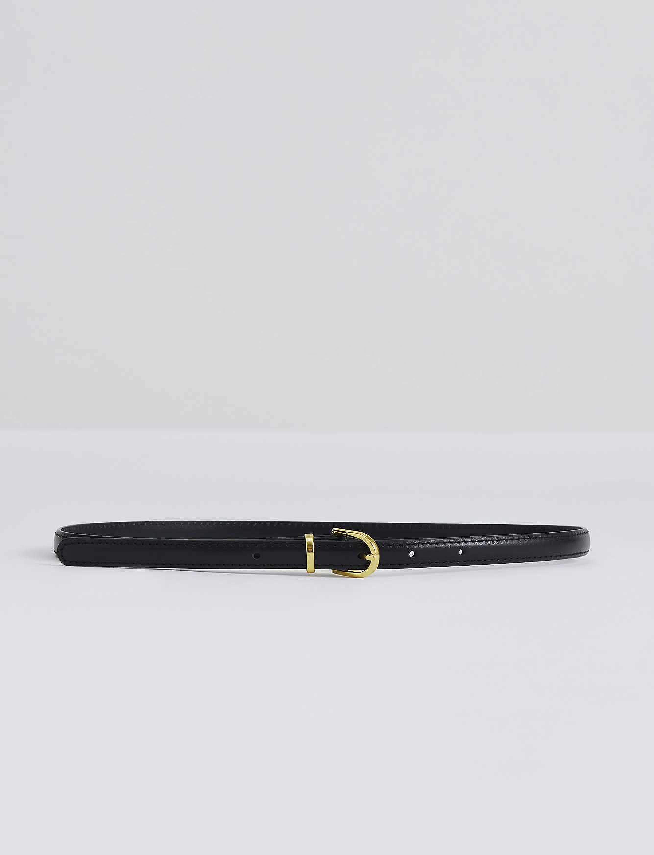 Malina Blair Thin Leather Belt, Damen, Schmaler Gürtel, Schwarz, Gr.80