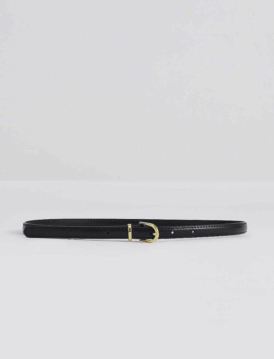 Malina - Blair thin leather belt - ledergürtel - black - 0