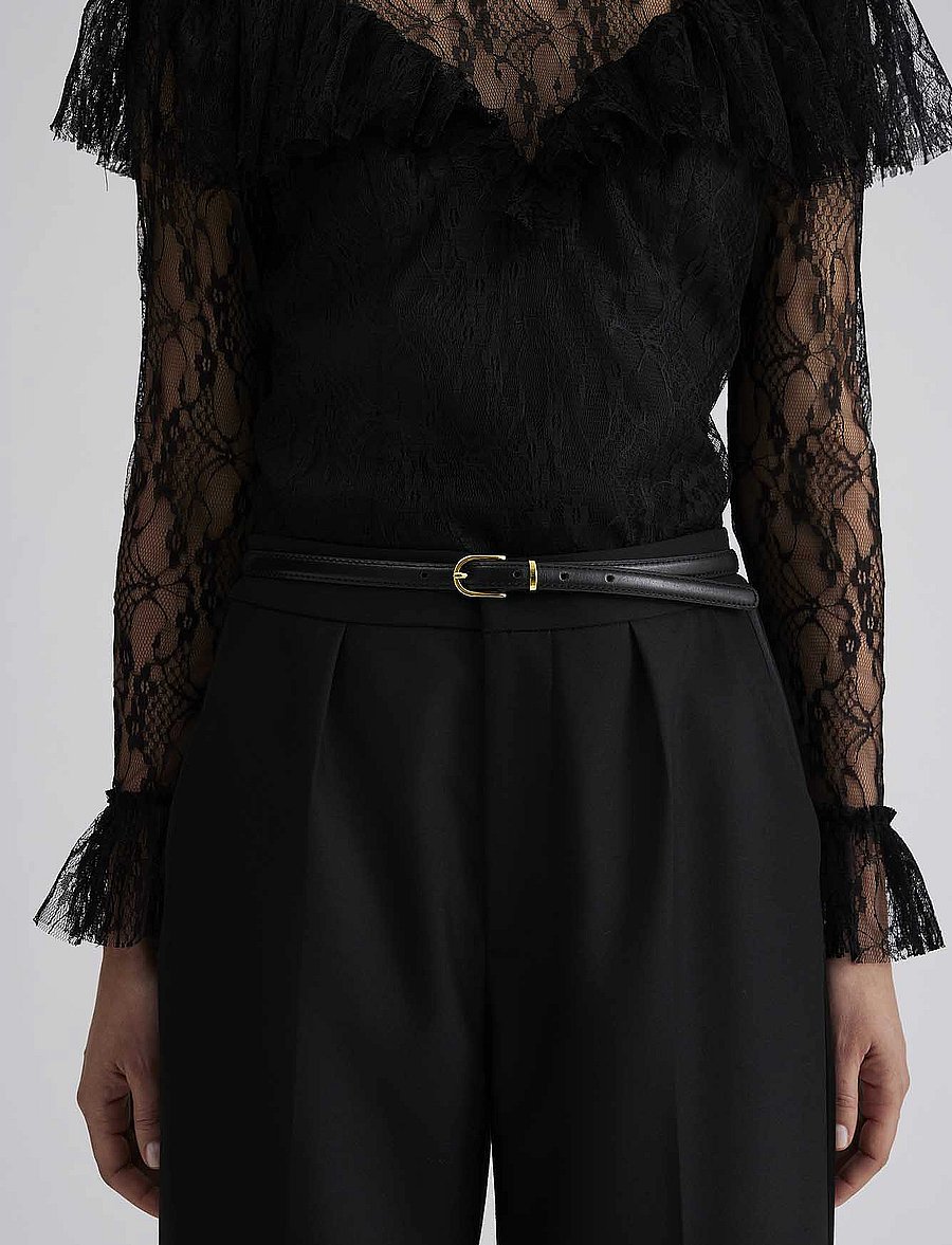 Malina - Blair thin leather belt - ledergürtel - black - 3
