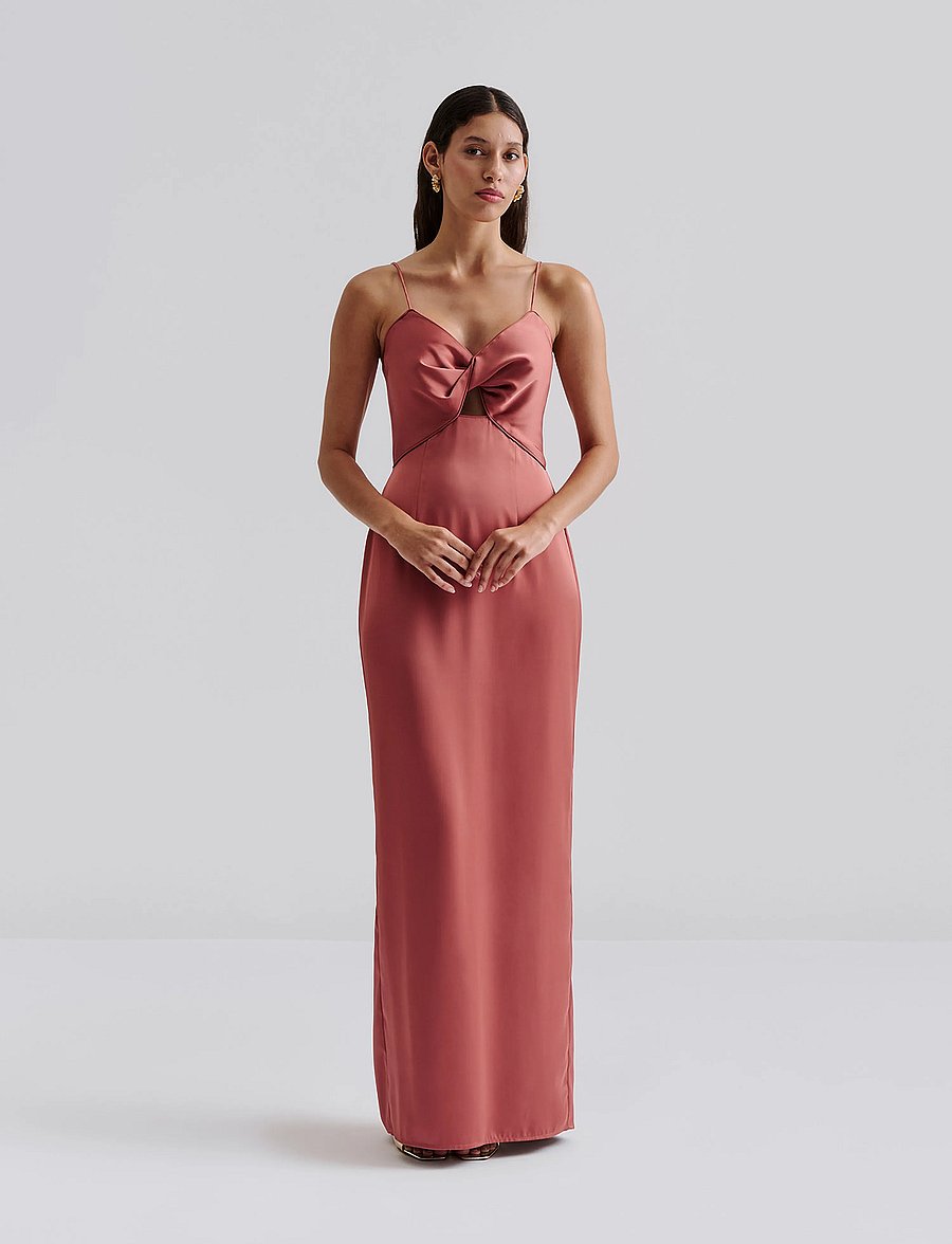 Malina - Patrizia cut out slip maxi dress - terracotta - 0